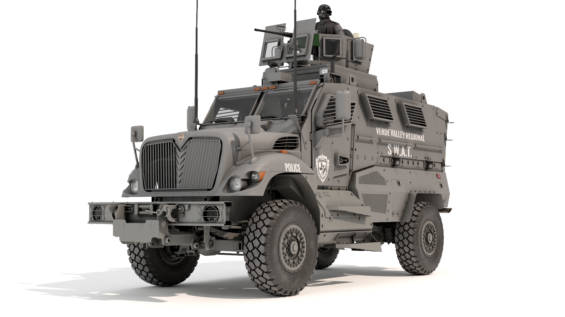 SWAT Armored Vehicle Grey with Officers 3D model