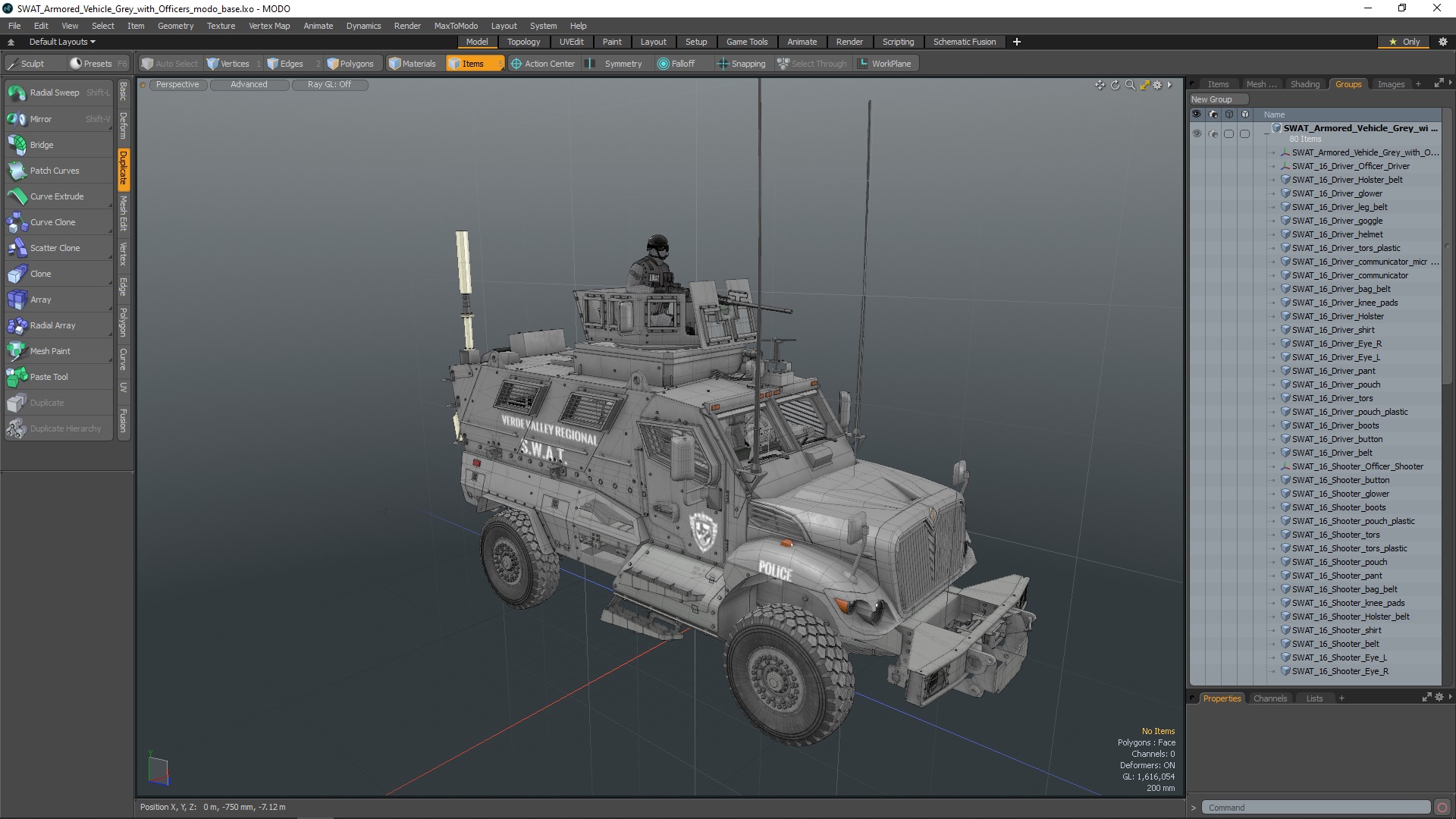 SWAT Armored Vehicle Grey with Officers 3D model