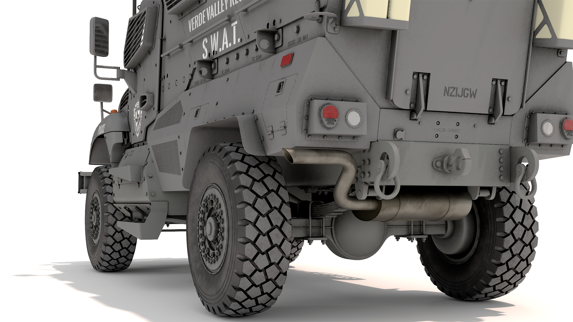 SWAT Armored Vehicle Grey with Officers 3D model