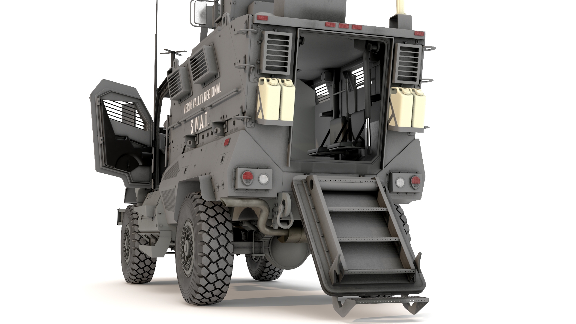 SWAT Armored Vehicle Grey with Officers 3D model