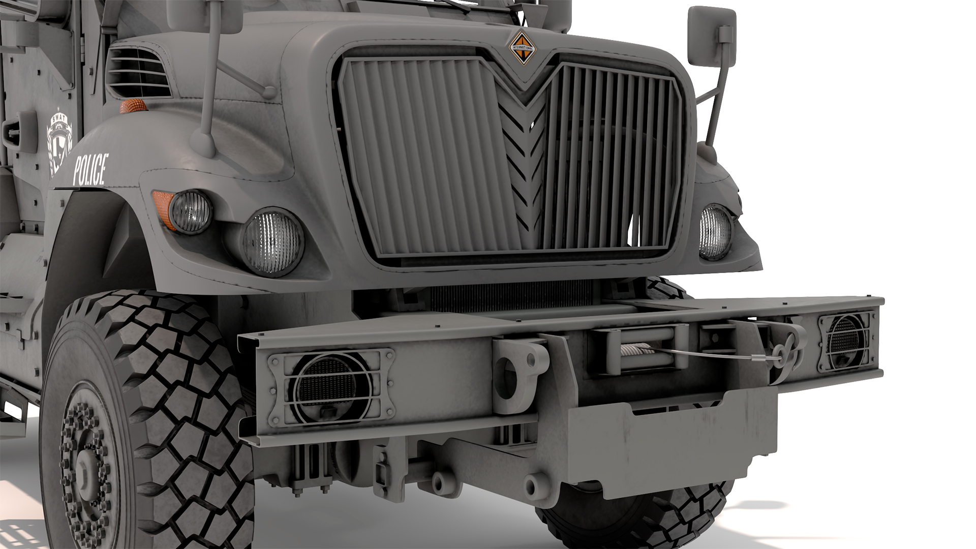 SWAT Armored Vehicle Grey with Officers 3D model