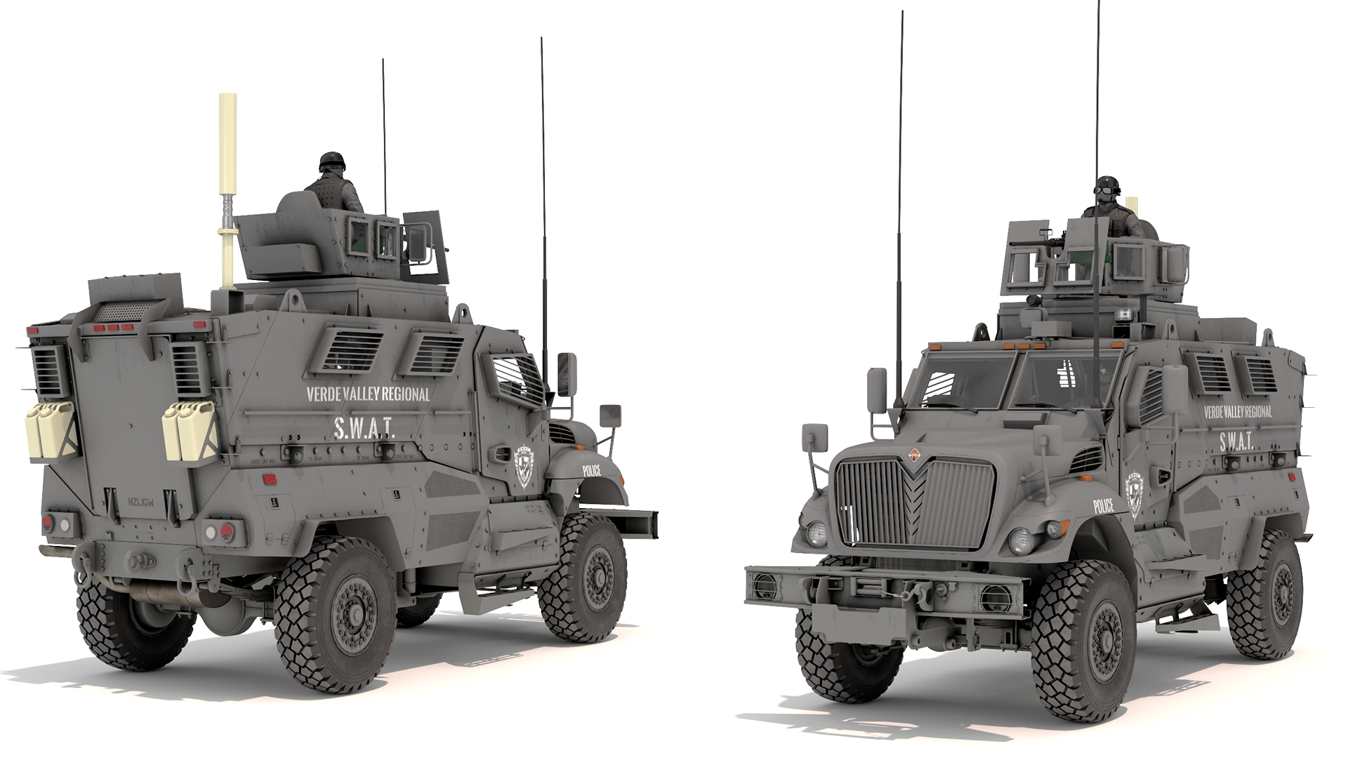 SWAT Armored Vehicle Grey with Officers 3D model