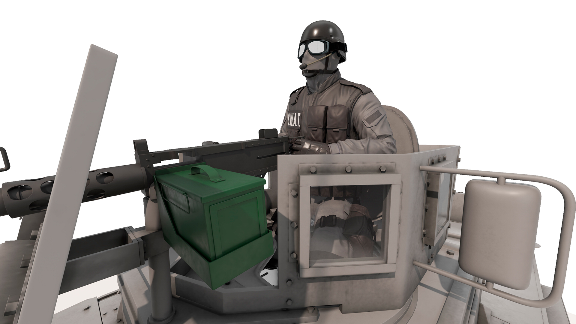 SWAT Armored Vehicle Grey with Officers 3D model