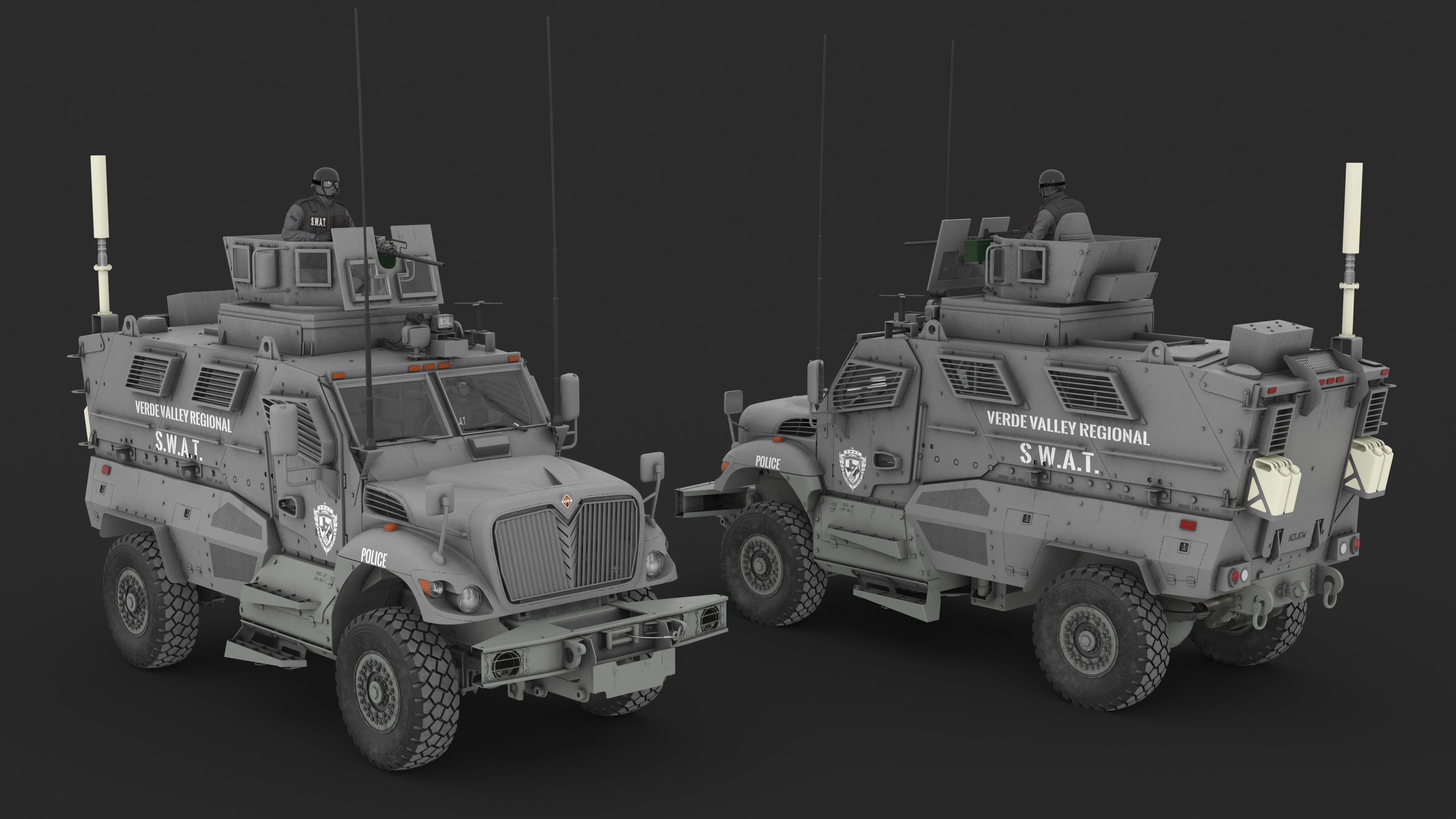 SWAT Armored Vehicle Grey with Officers 3D model