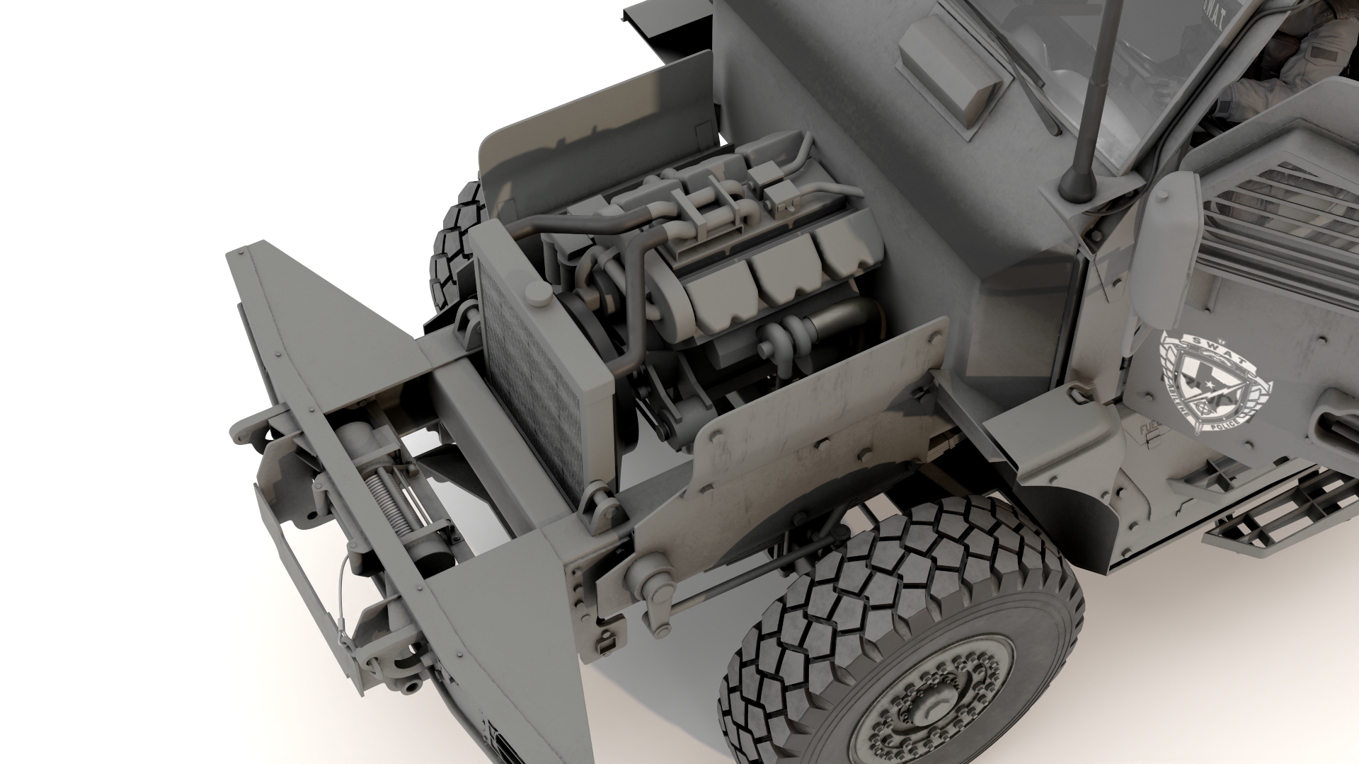 SWAT Armored Vehicle Grey with Officers 3D model