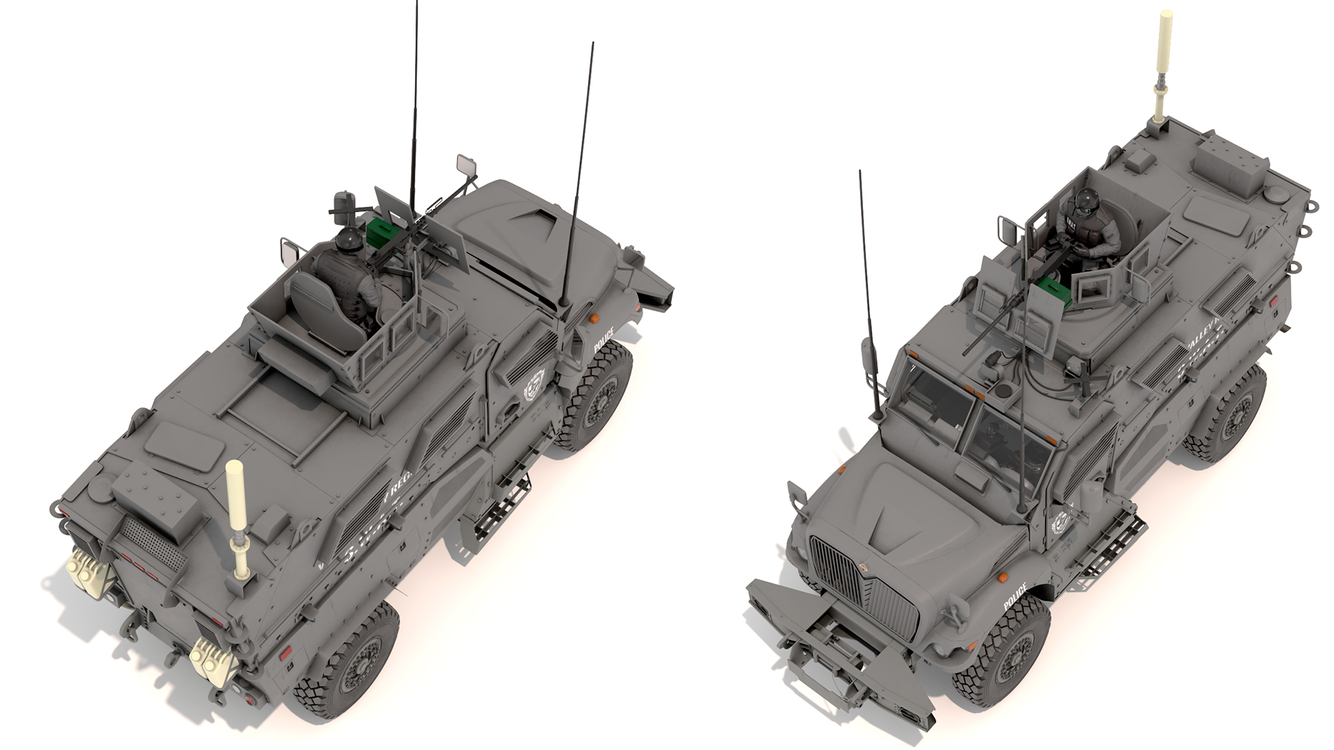 SWAT Armored Vehicle Grey with Officers 3D model