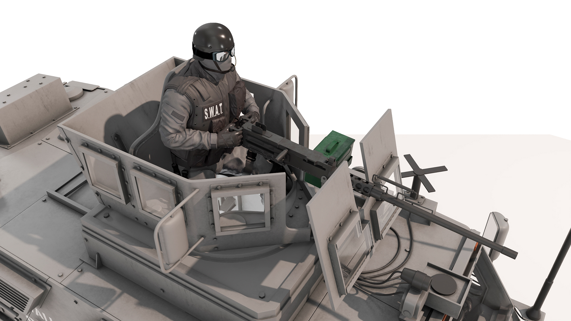 SWAT Armored Vehicle Grey with Officers 3D model
