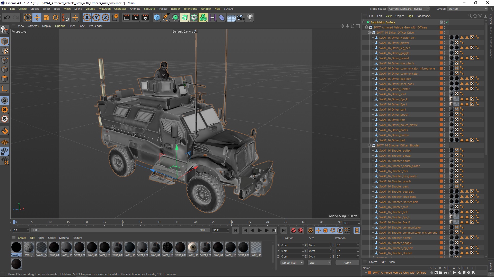 SWAT Armored Vehicle Grey with Officers 3D model