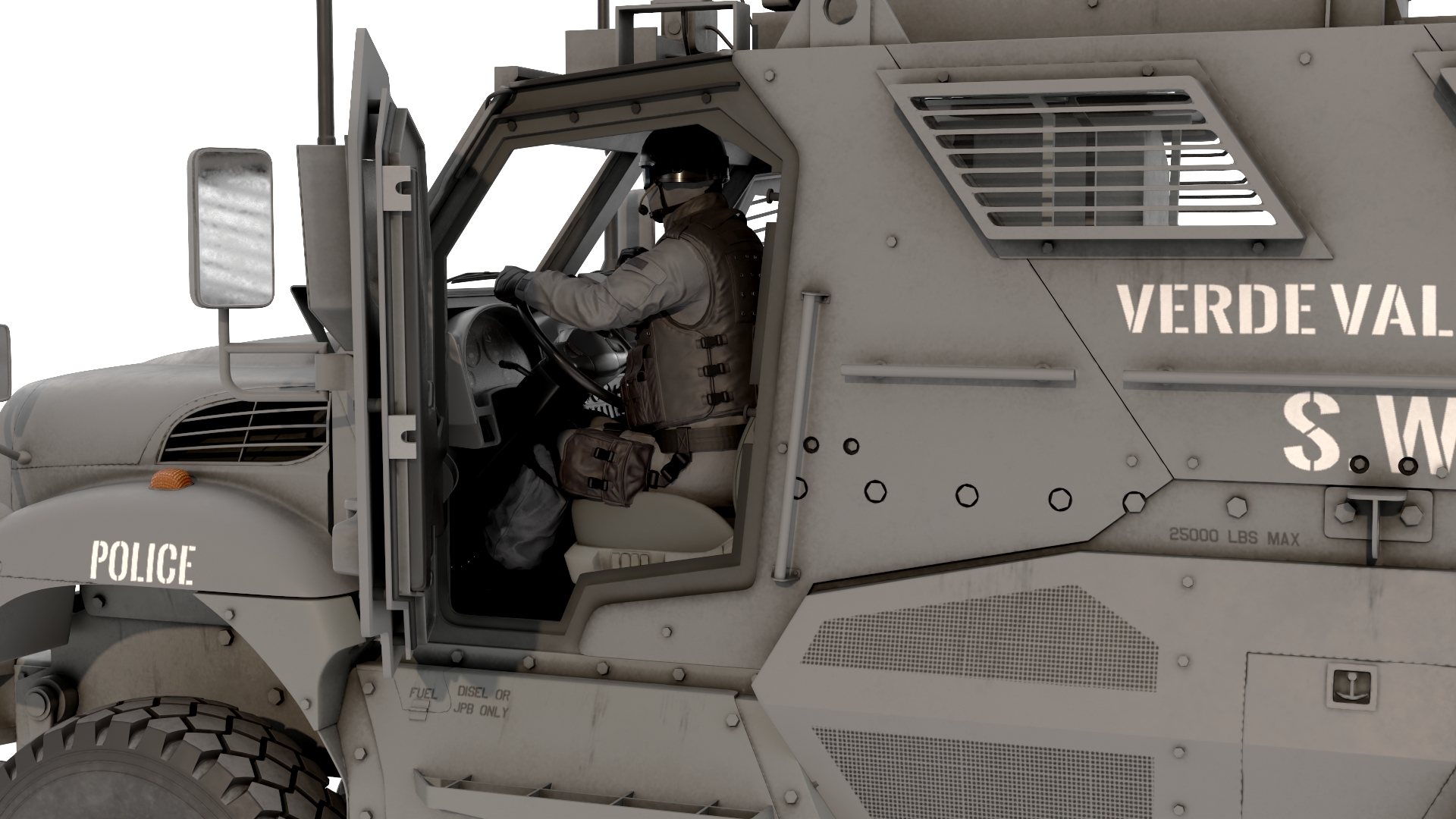 SWAT Armored Vehicle Grey with Officers 3D model
