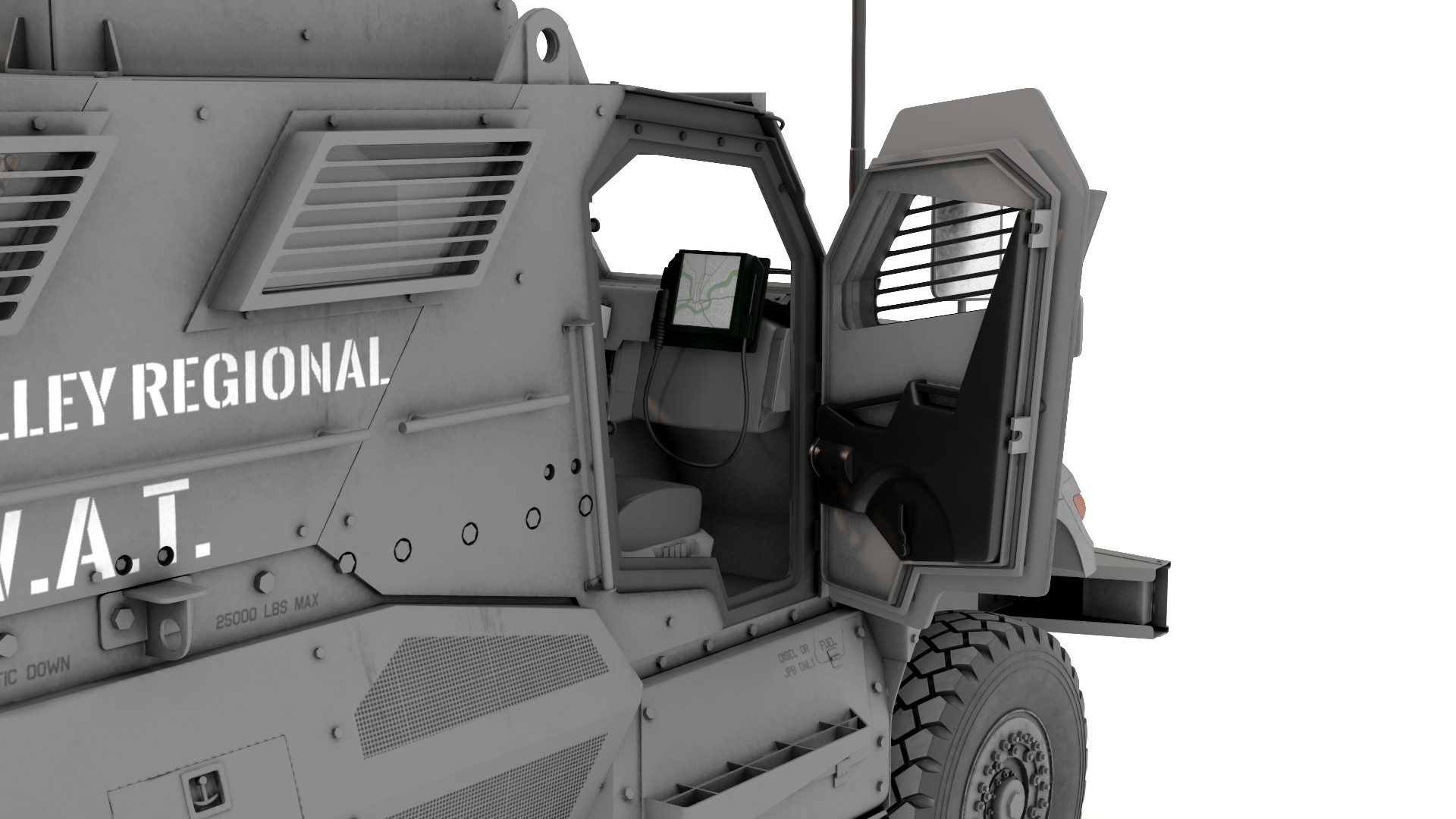 SWAT Armored Vehicle Grey with Officers 3D model