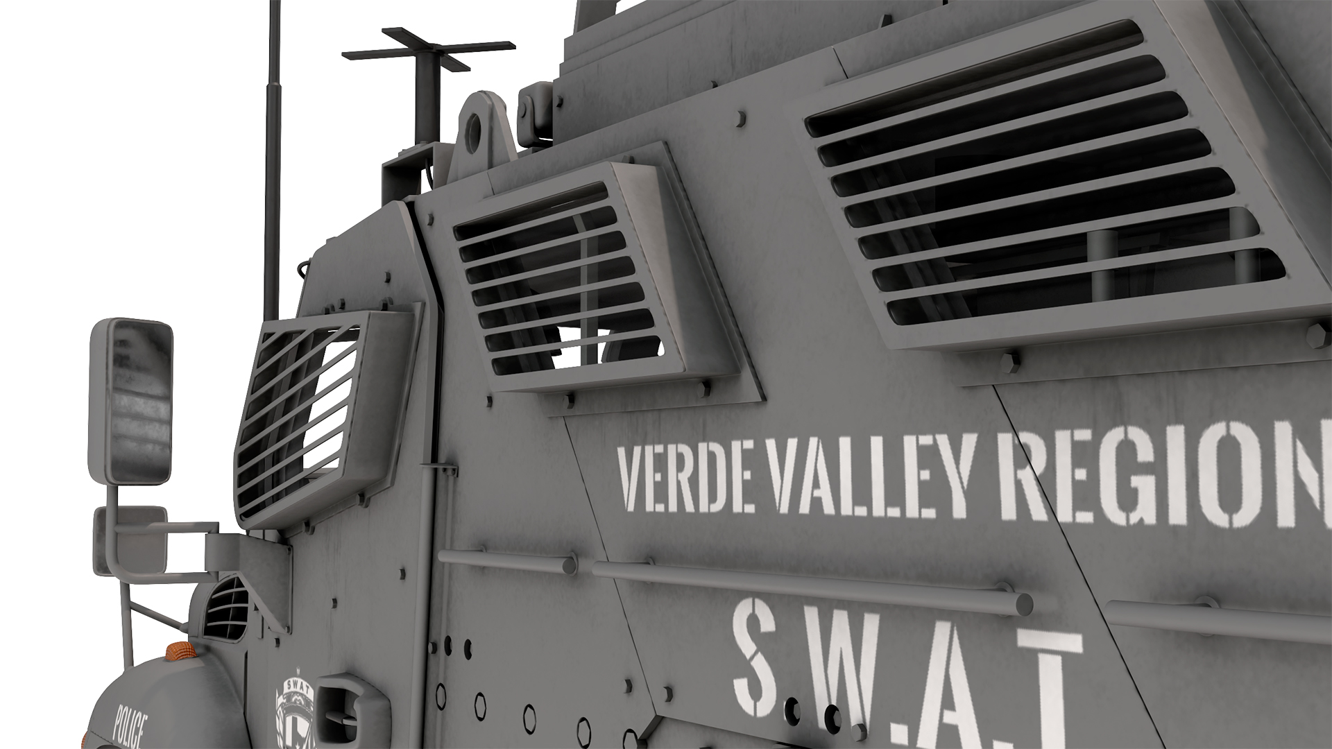 SWAT Armored Vehicle Grey with Officers 3D model