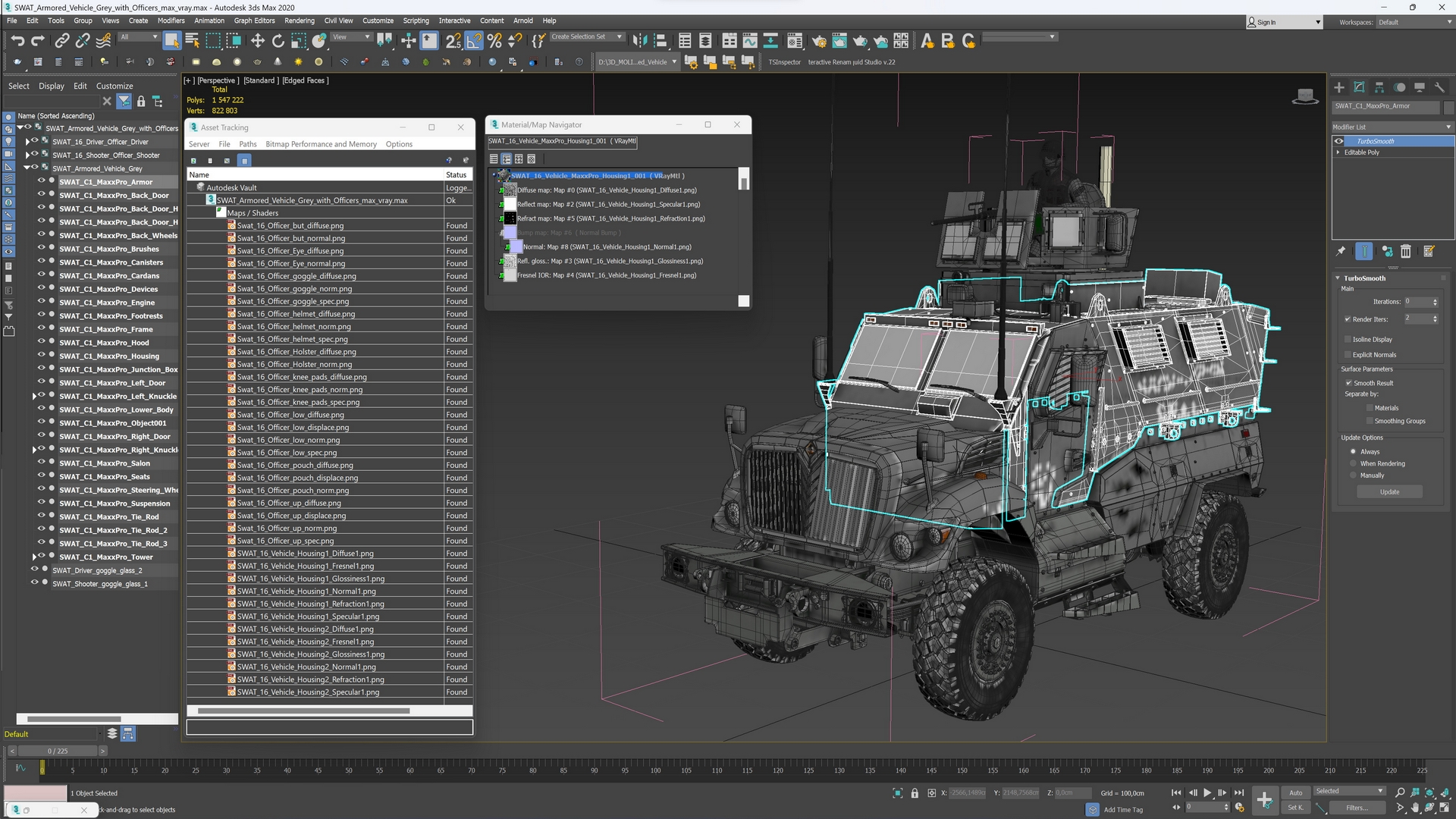 SWAT Armored Vehicle Grey with Officers 3D model