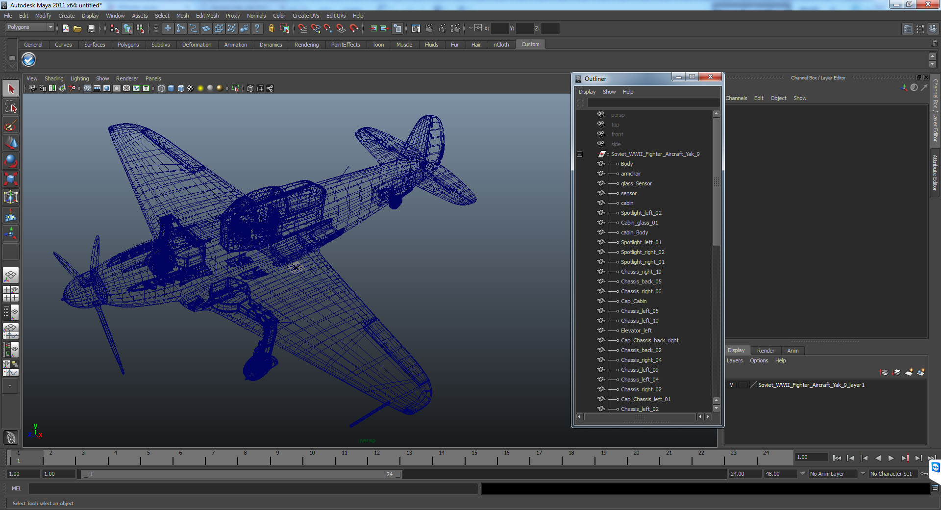 Soviet WWII Fighter Aircraft Yak 9 3D model