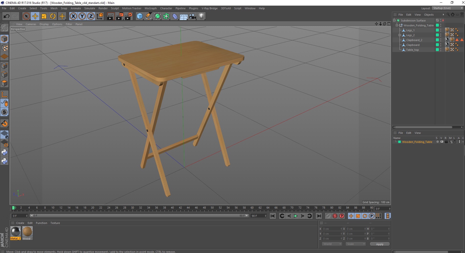 3D model Wooden Folding Table