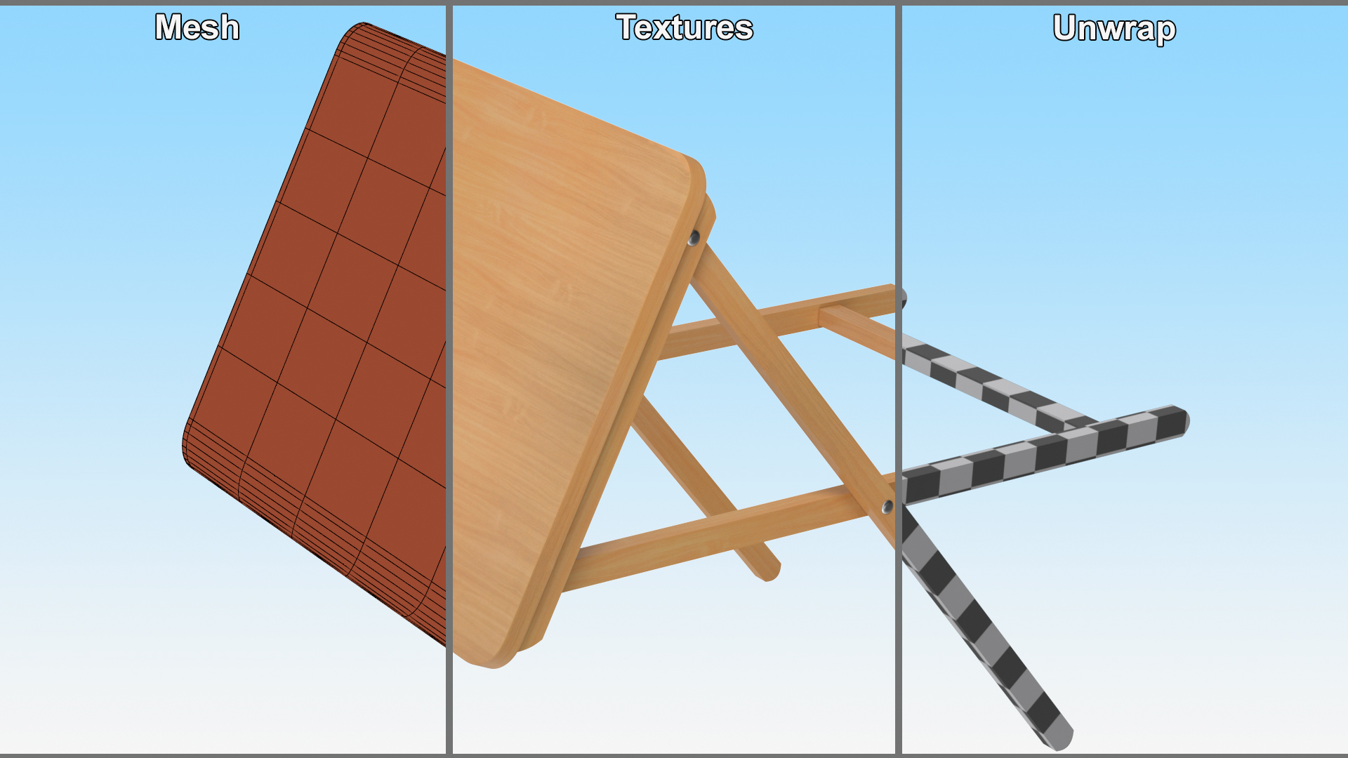 3D model Wooden Folding Table