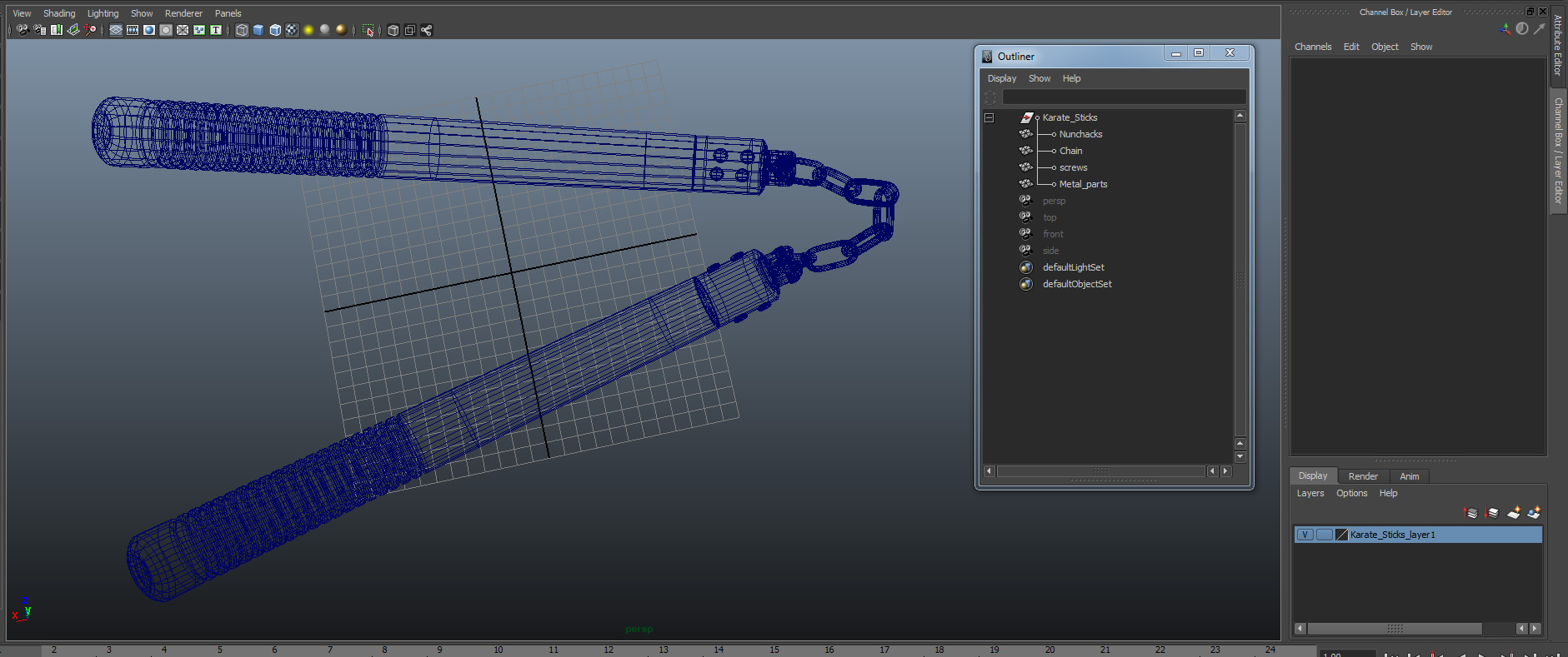 3D Karate Sticks model