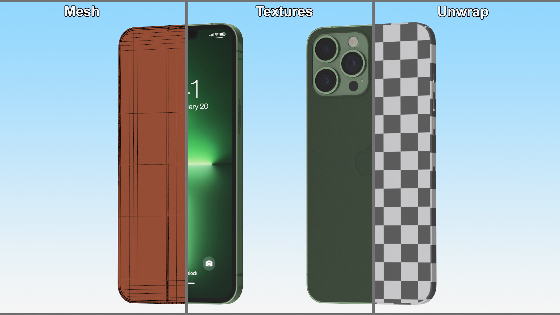 3D model iPhone 13 Pro Max Sierra Green