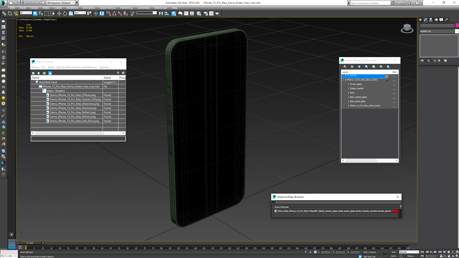 3D model iPhone 13 Pro Max Sierra Green