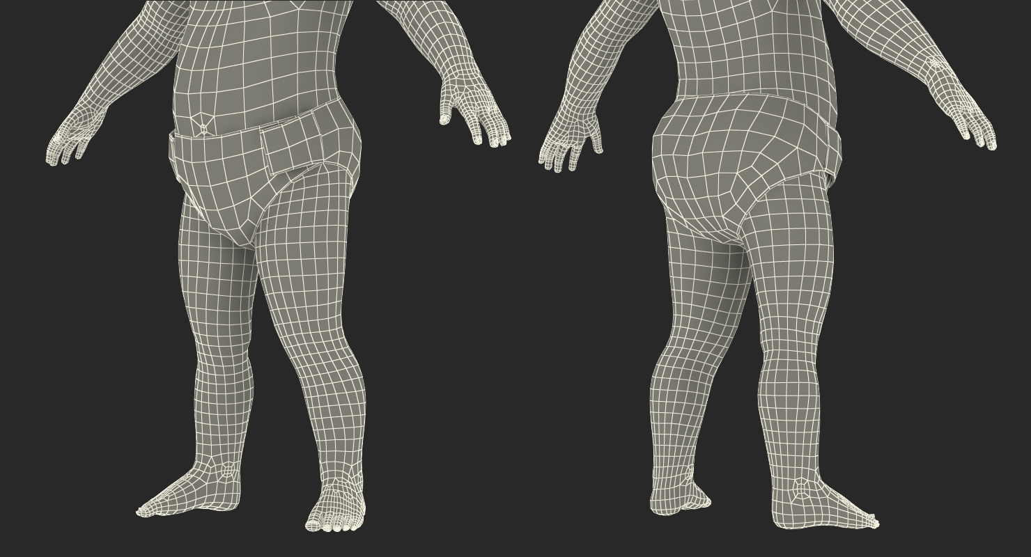 3D African American Baby Rigged model