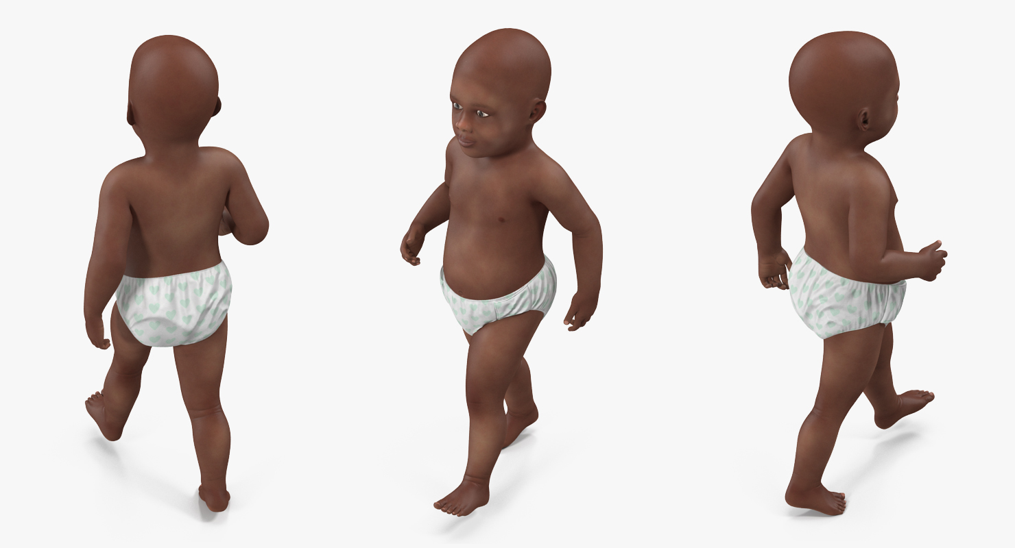 3D African American Baby Rigged model
