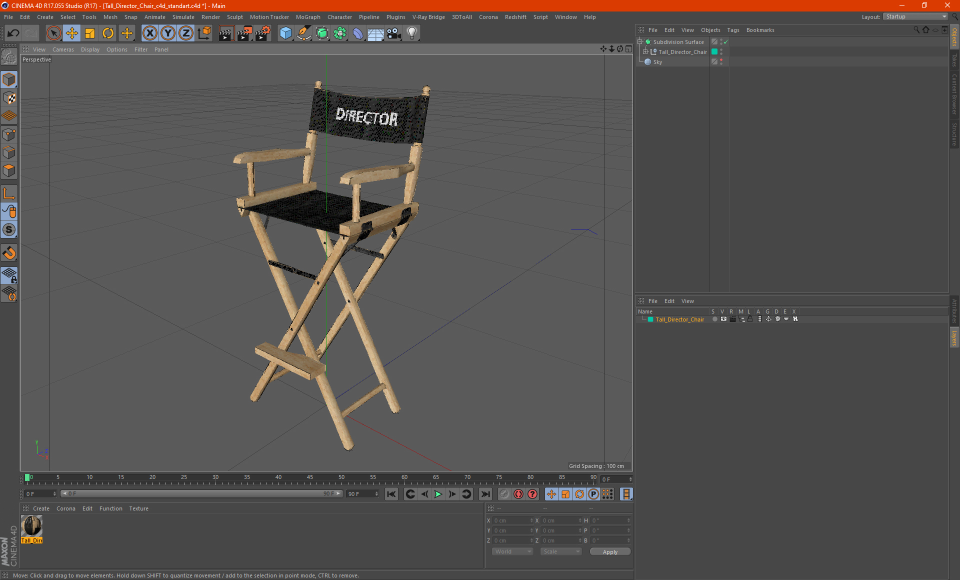 Tall Director Chair 3D model