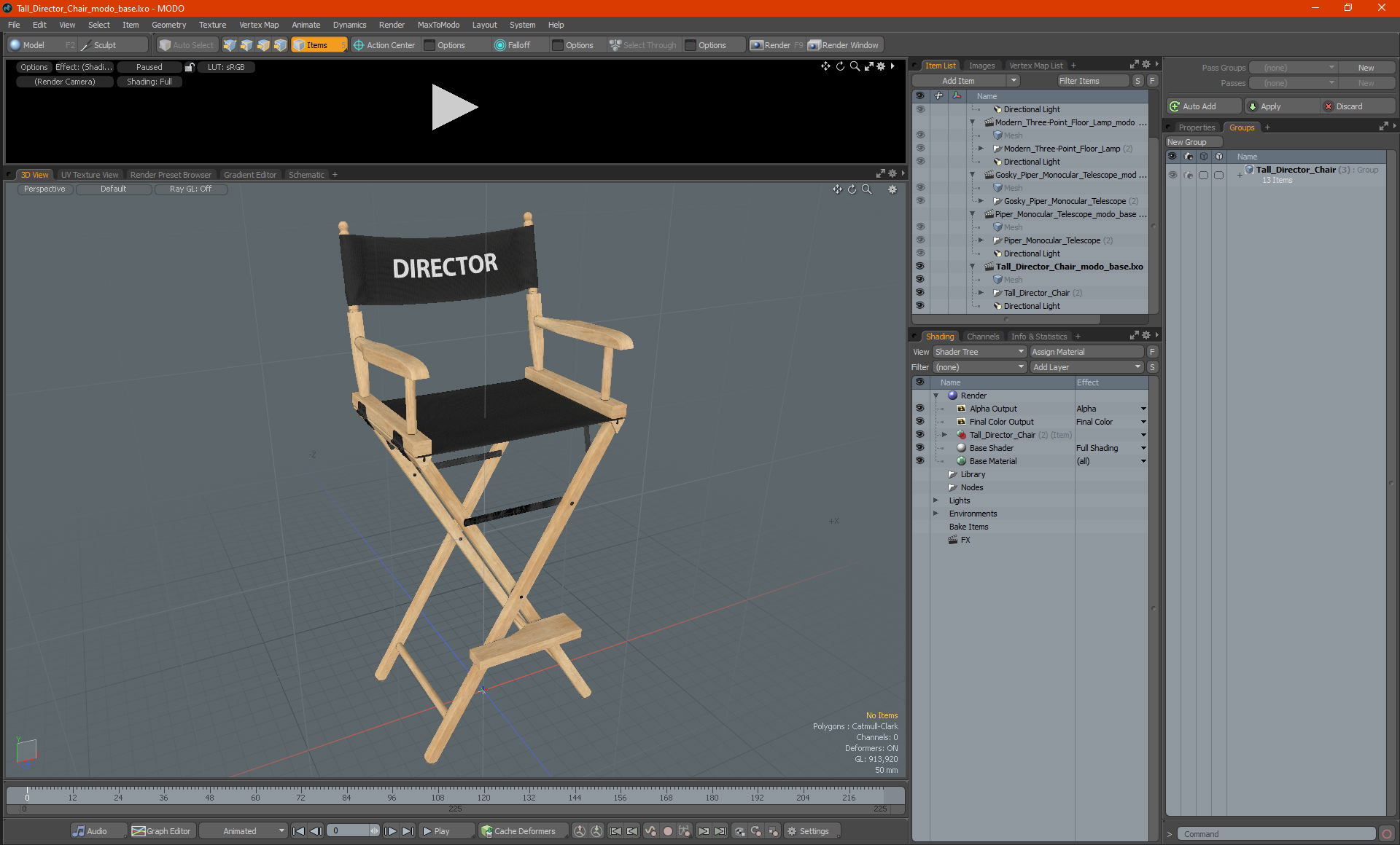 Tall Director Chair 3D model