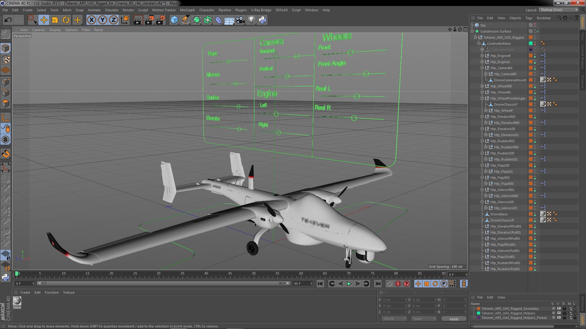 3D Tekever AR5 UAS Rigged for Cinema 4D