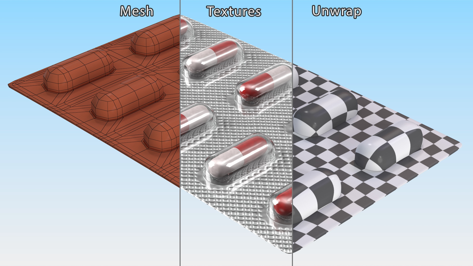 3D Capsule Pill in Blister Pack model