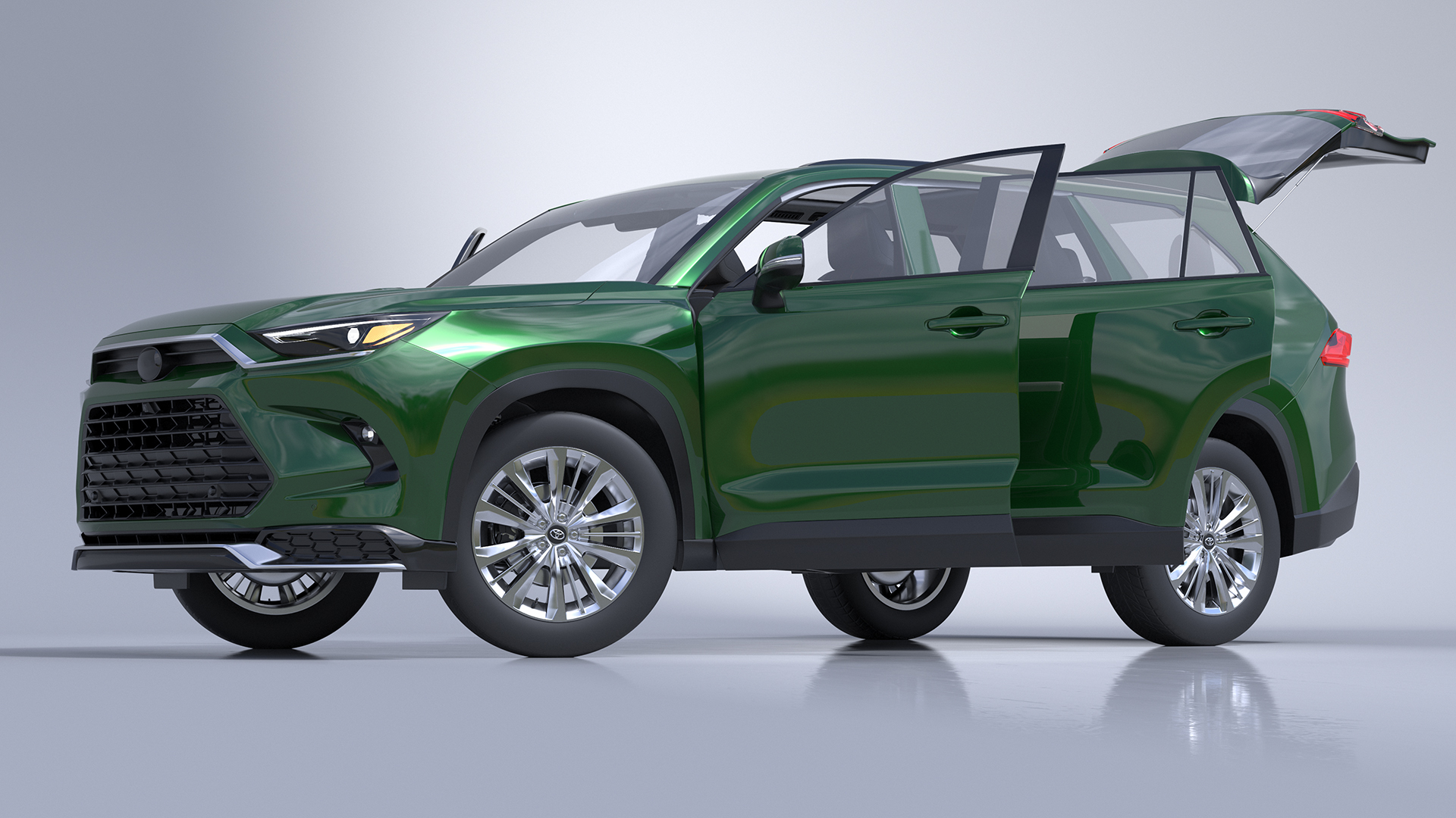 3D Generic SUV Car Green Colored Rigged