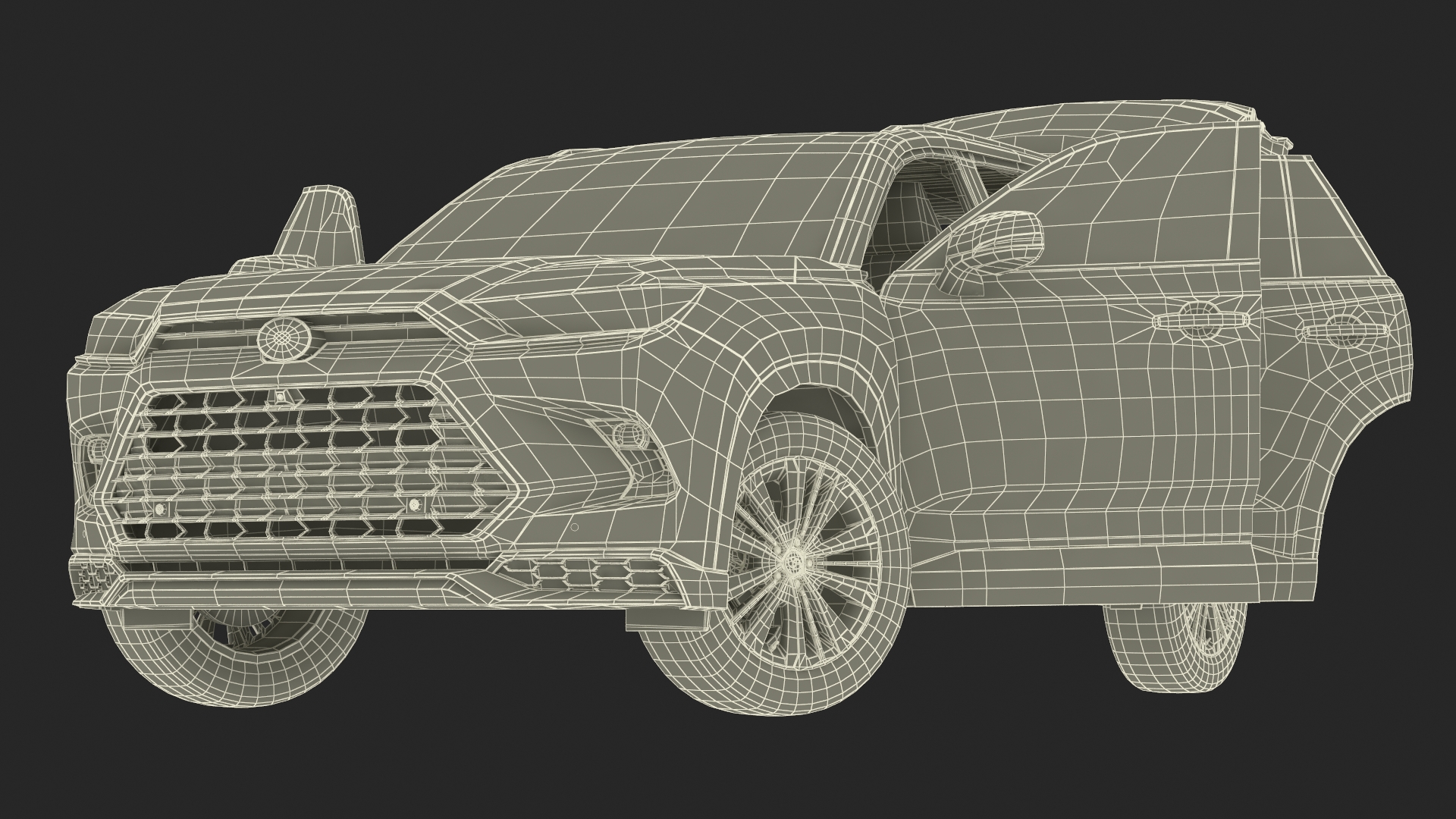 3D Generic SUV Car Green Colored Rigged