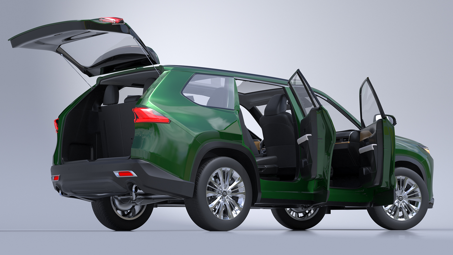 3D Generic SUV Car Green Colored Rigged