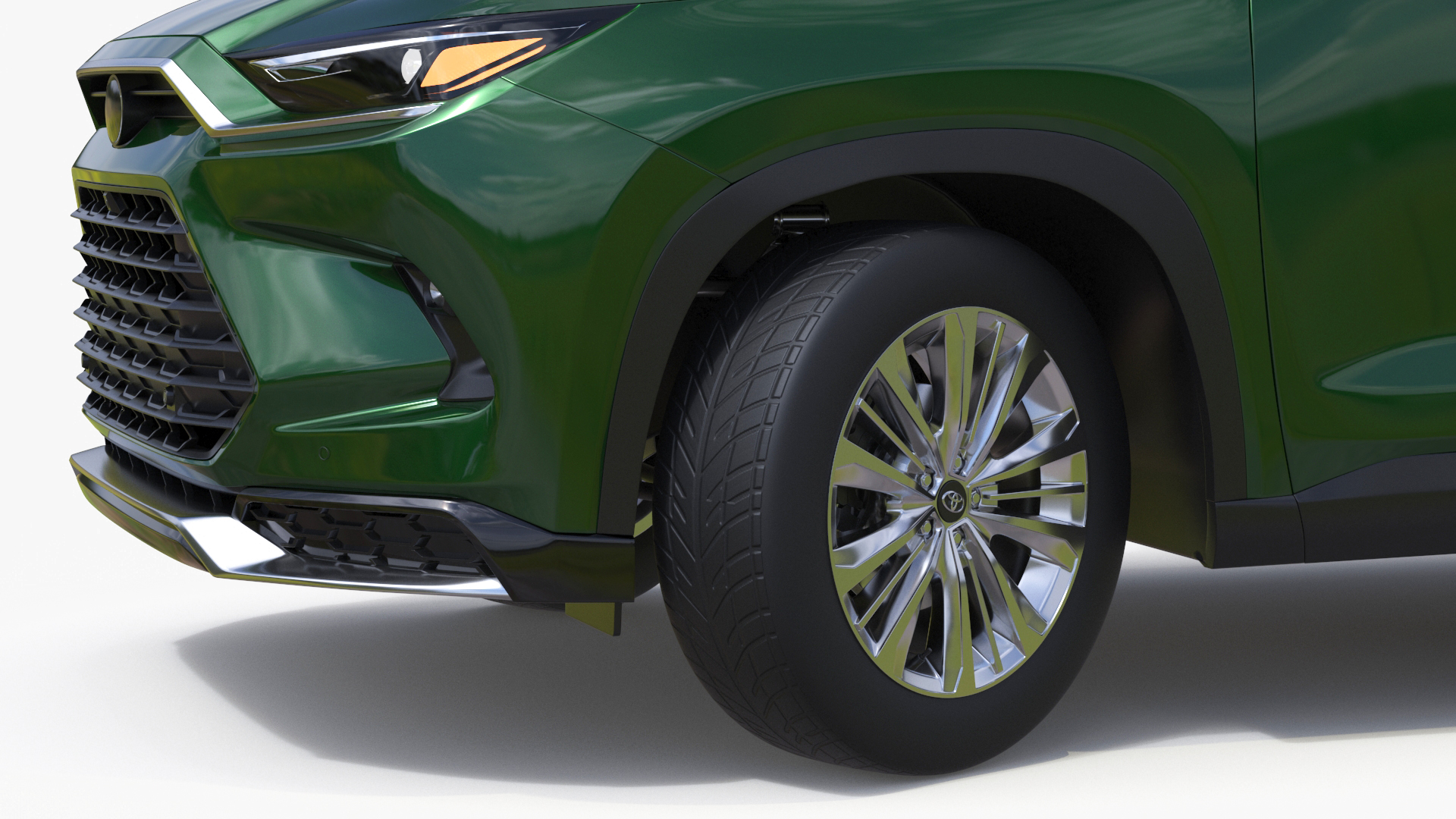 3D Generic SUV Car Green Colored Rigged
