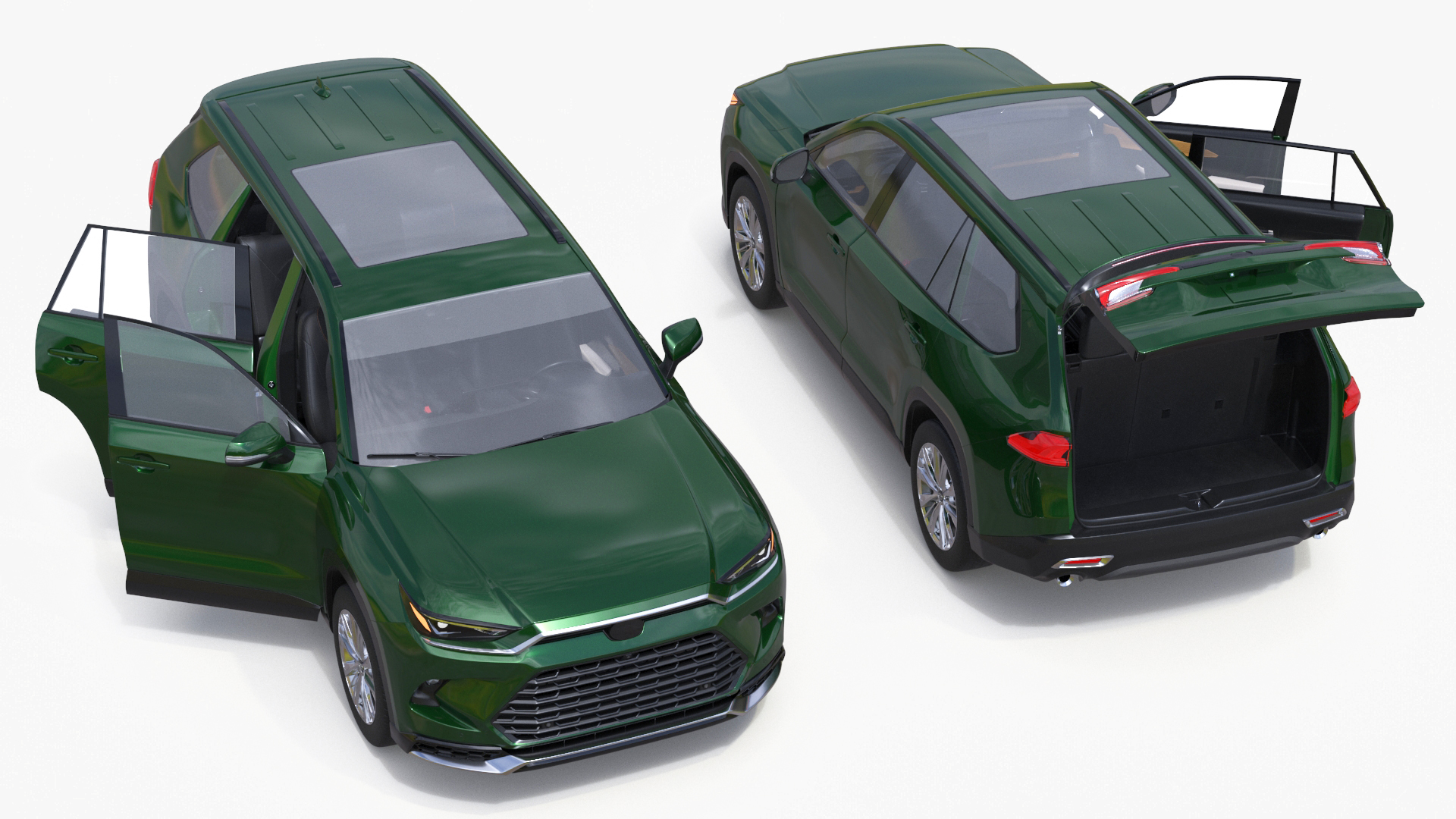 3D Generic SUV Car Green Colored Rigged