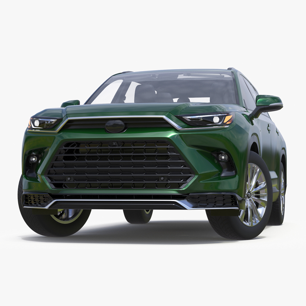 3D Generic SUV Car Green Colored Rigged