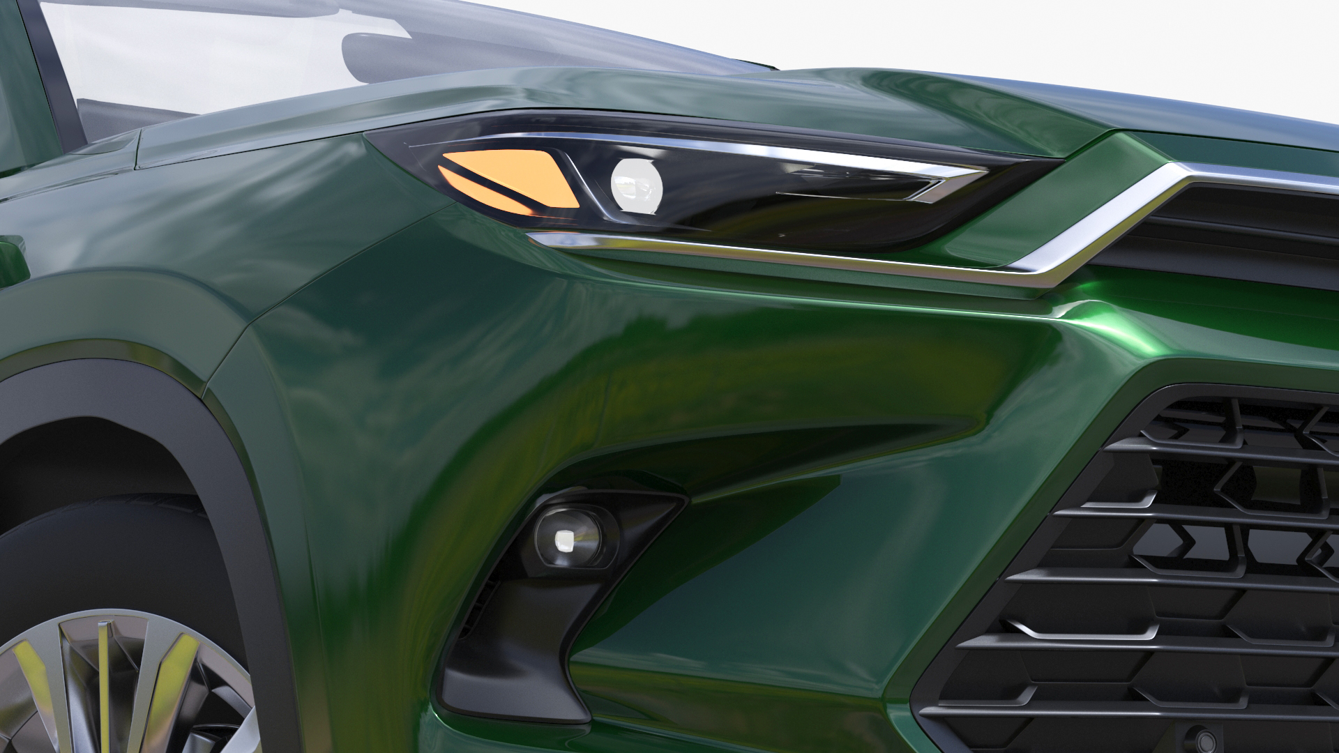 3D Generic SUV Car Green Colored Rigged