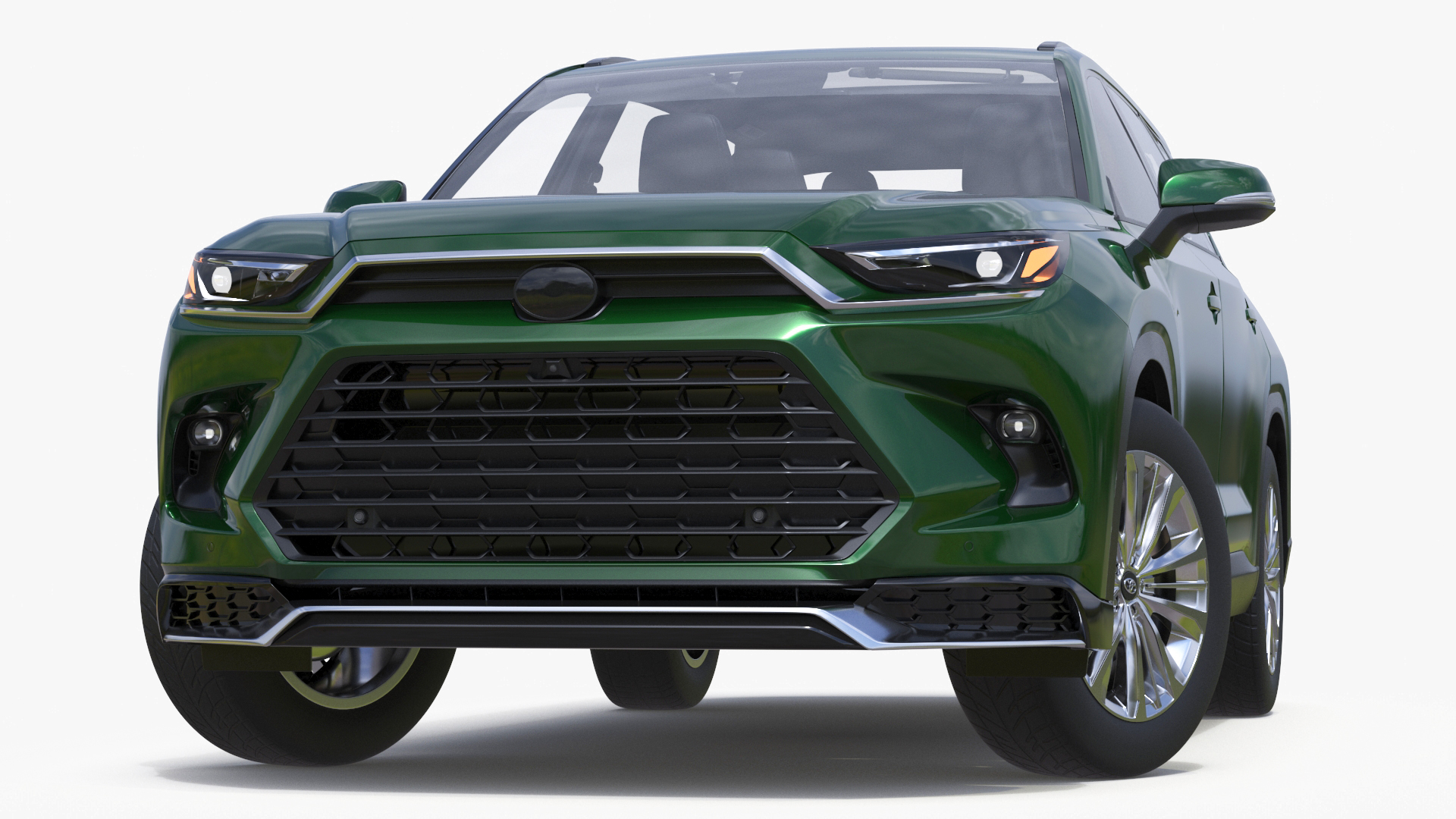 3D Generic SUV Car Green Colored Rigged