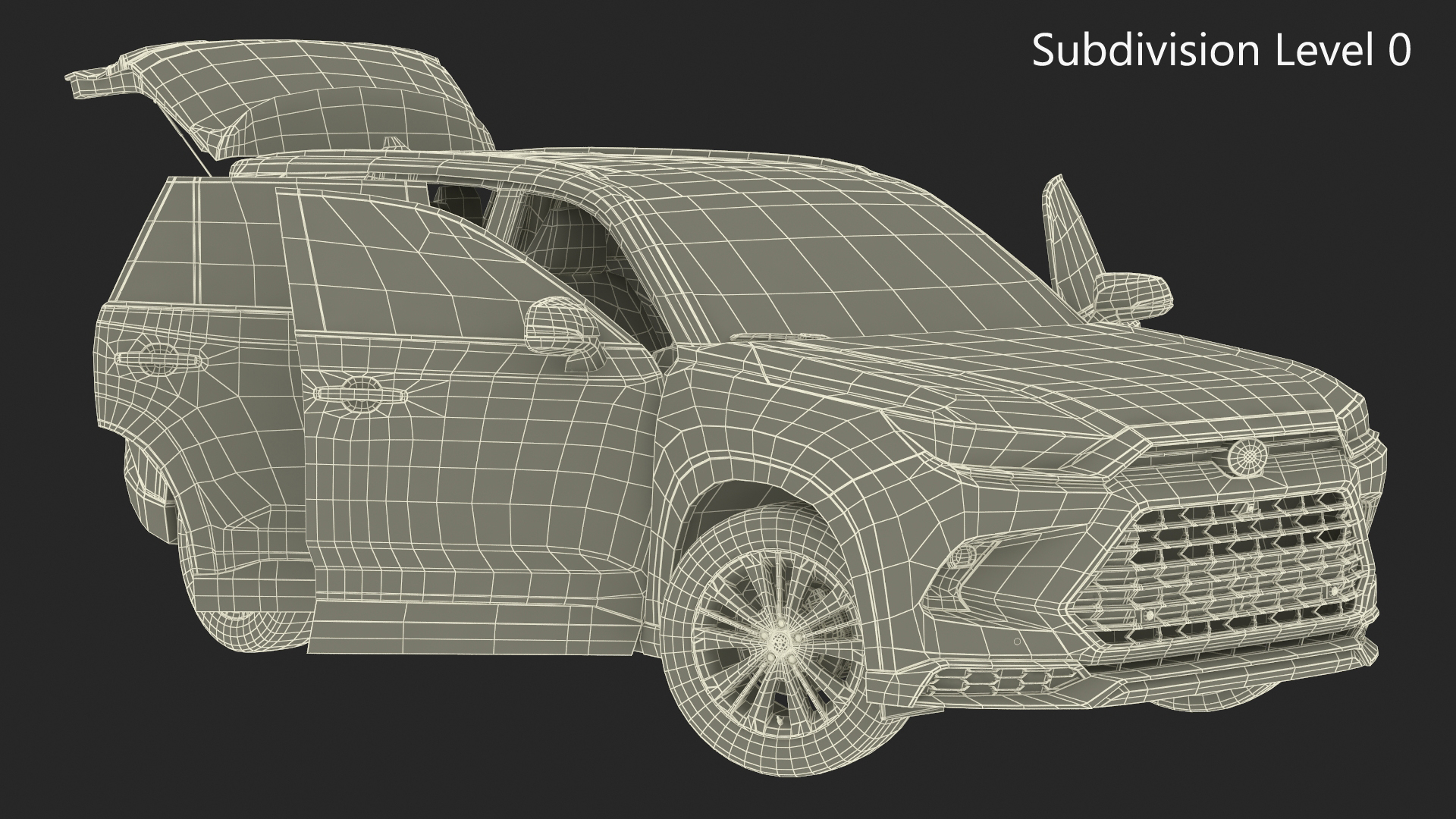 3D Generic SUV Car Green Colored Rigged