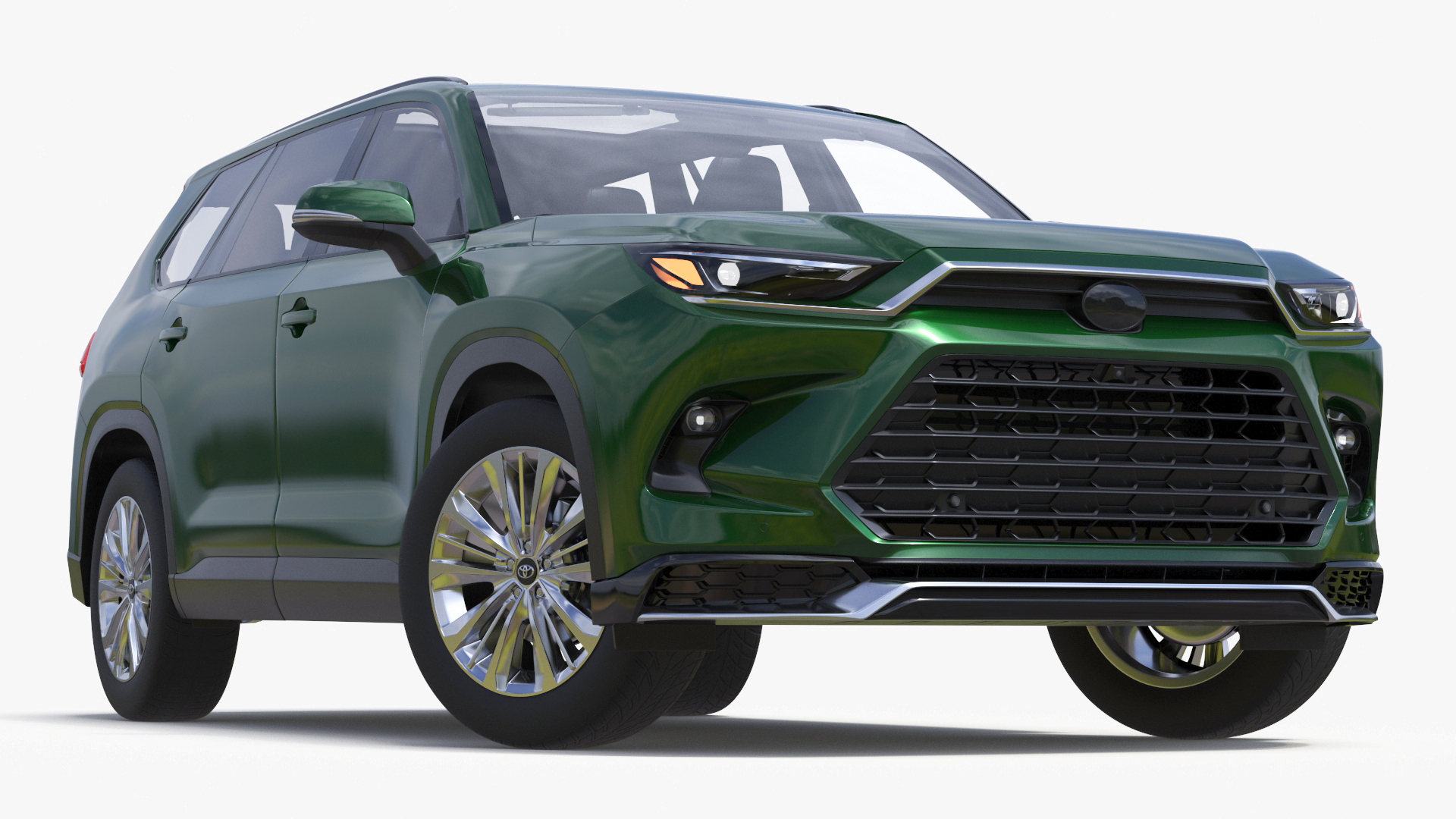 3D Generic SUV Car Green Colored Rigged