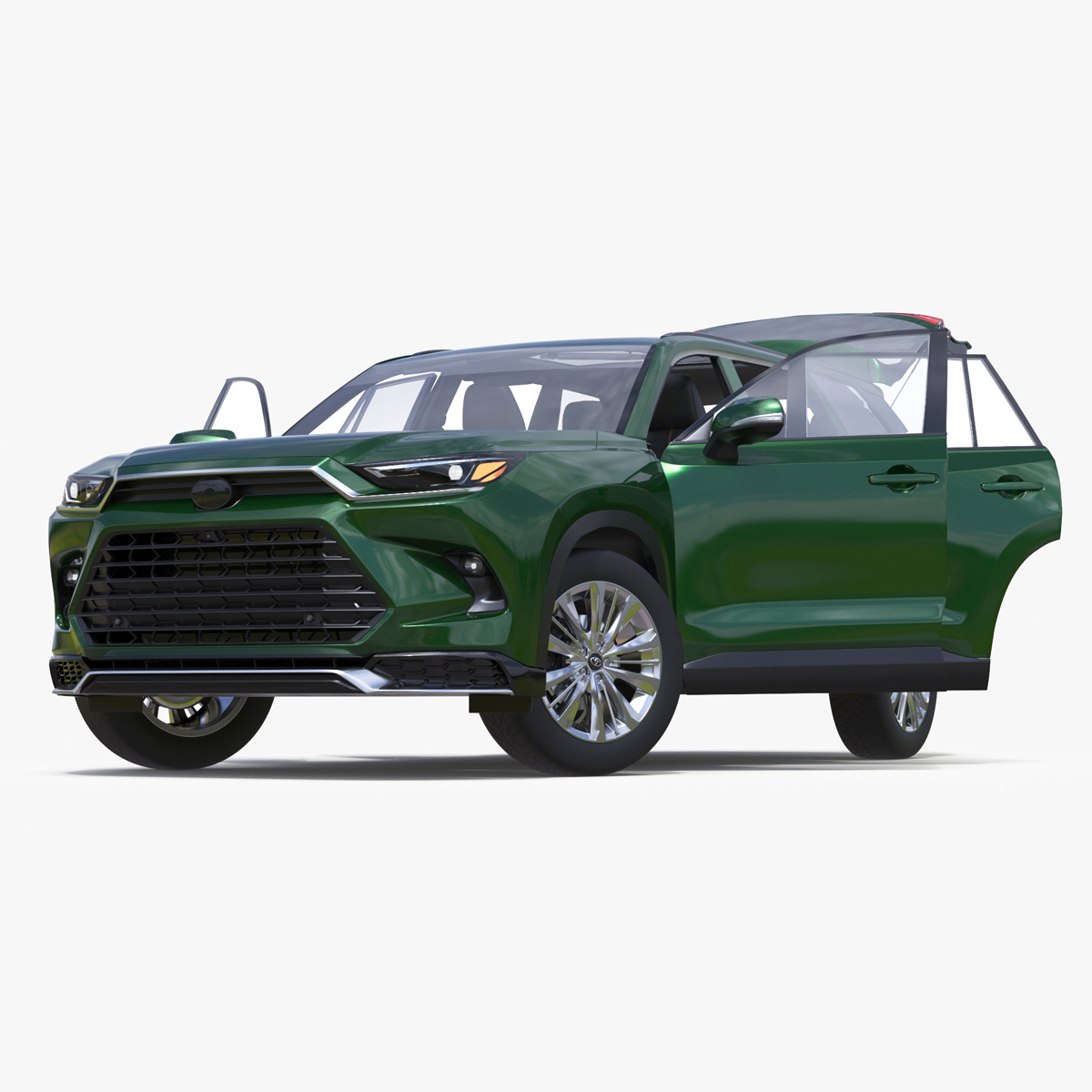 3D Generic SUV Car Green Colored Rigged