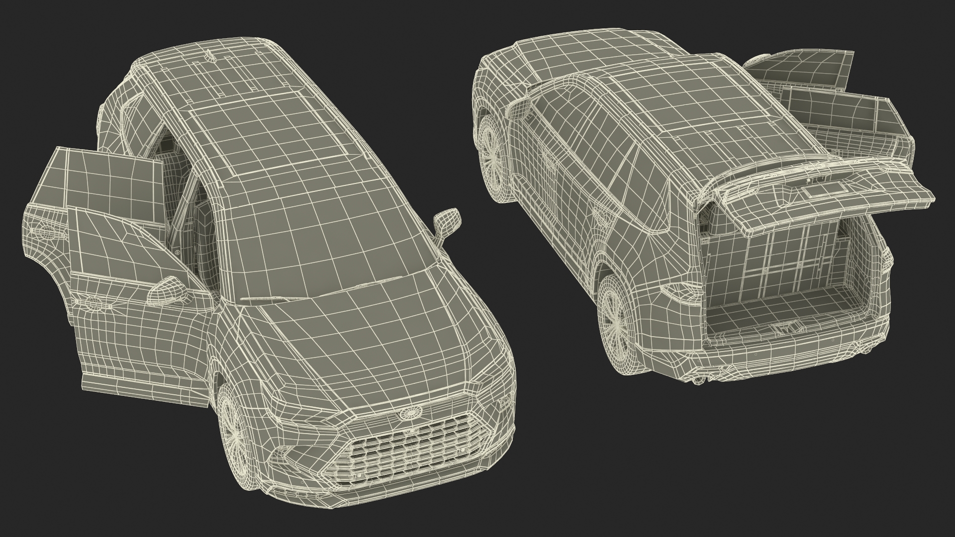 3D Generic SUV Car Green Colored Rigged