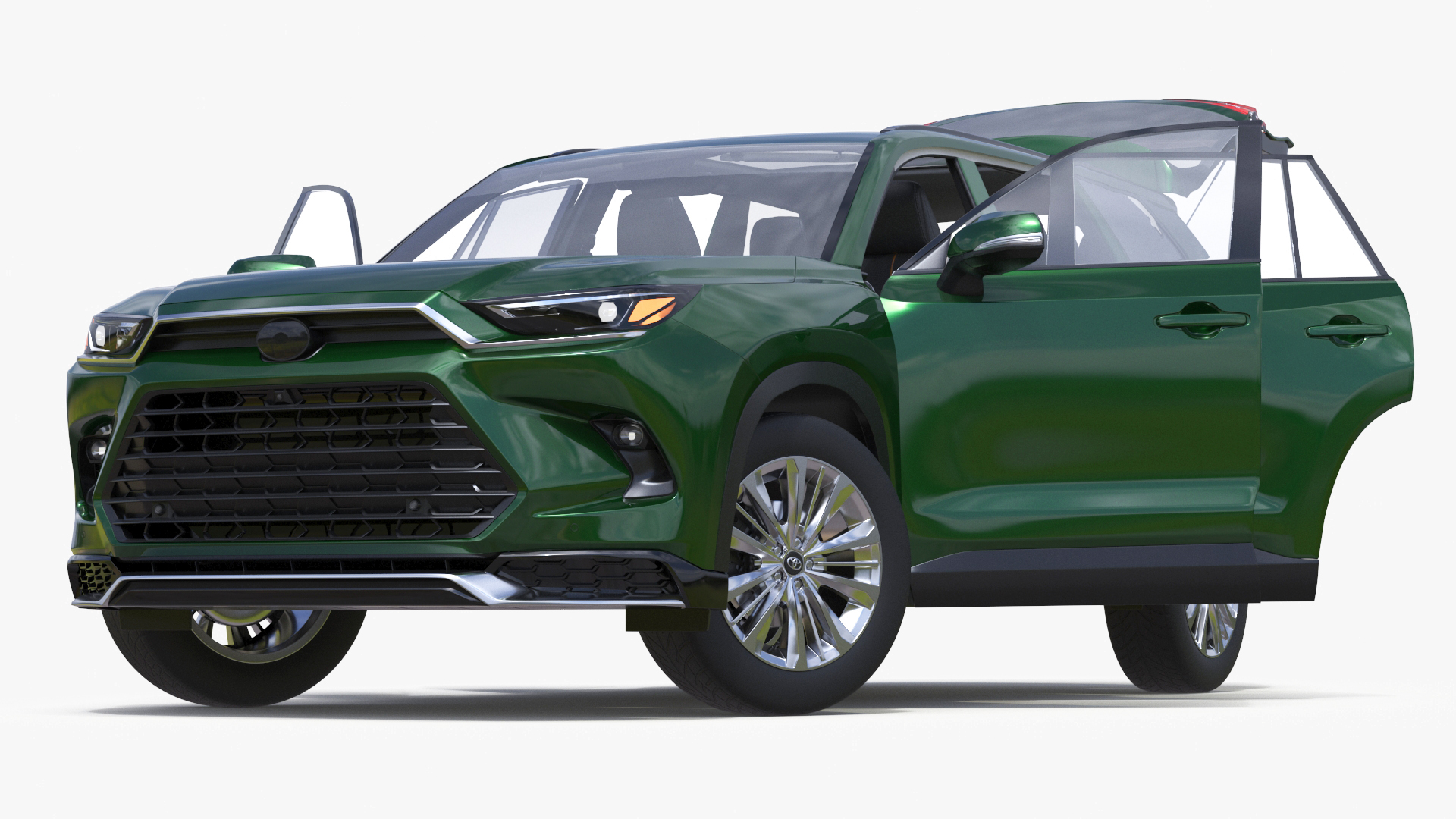 3D Generic SUV Car Green Colored Rigged