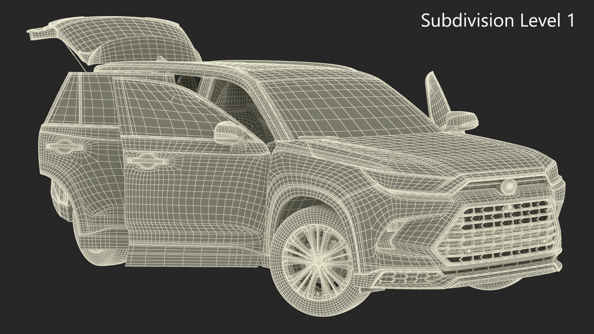 3D Generic SUV Car Green Colored Rigged