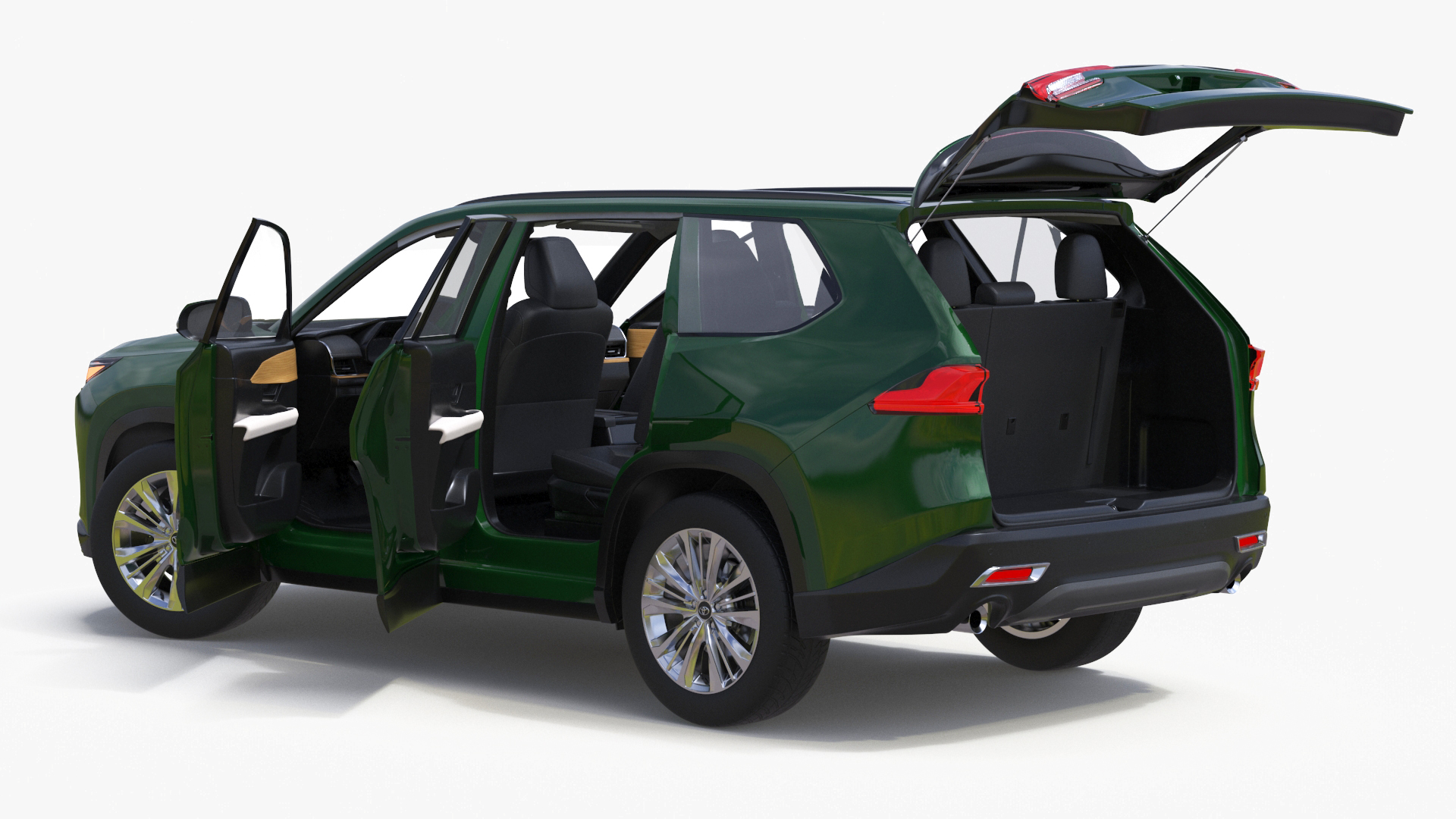 3D Generic SUV Car Green Colored Rigged