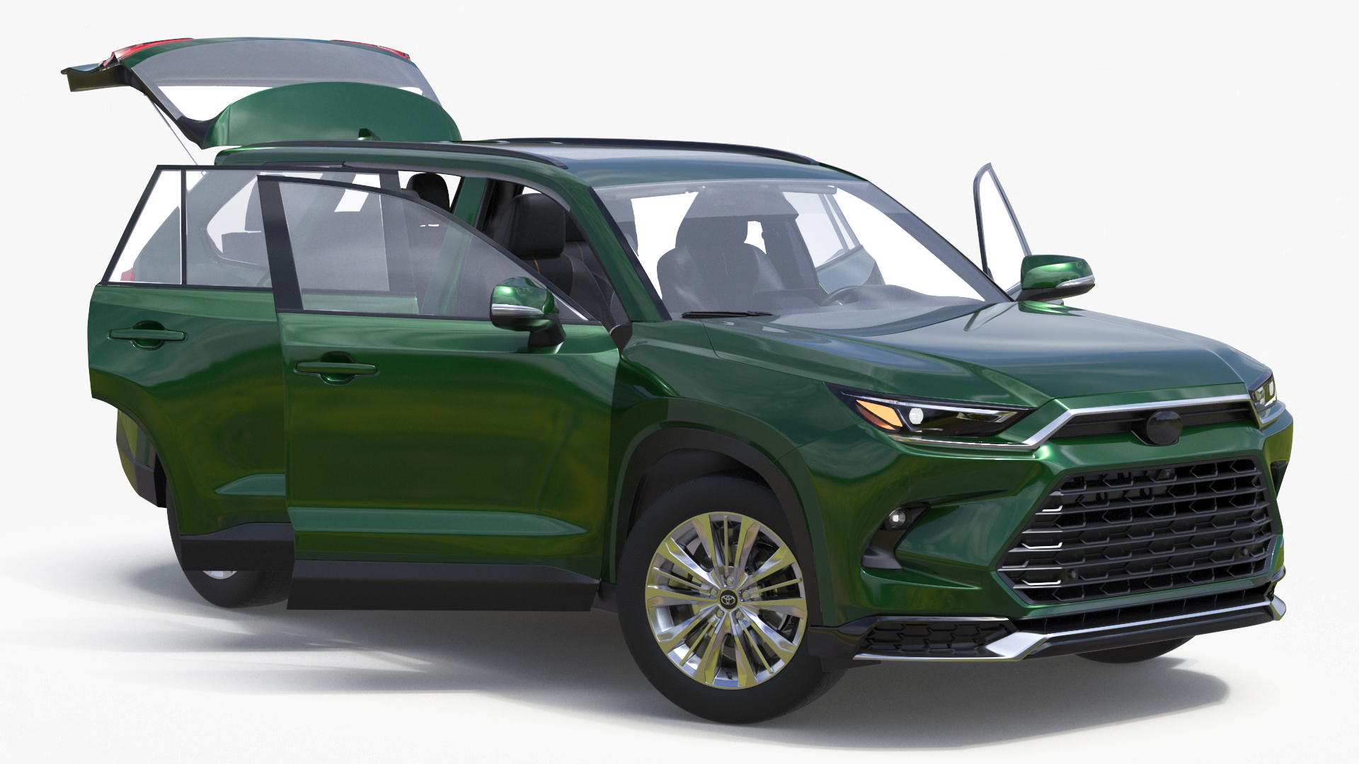 3D Generic SUV Car Green Colored Rigged