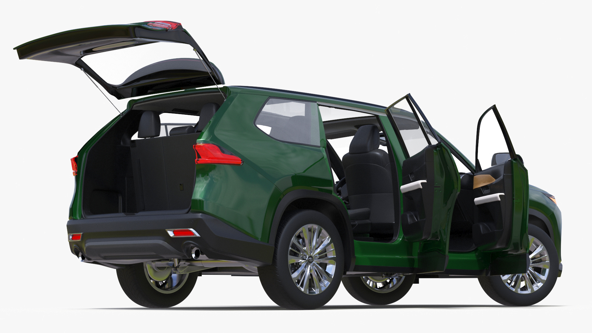 3D Generic SUV Car Green Colored Rigged