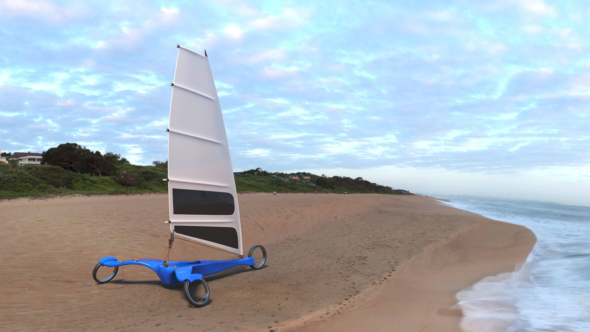 3D Futuristic Land Sand Yacht Blue