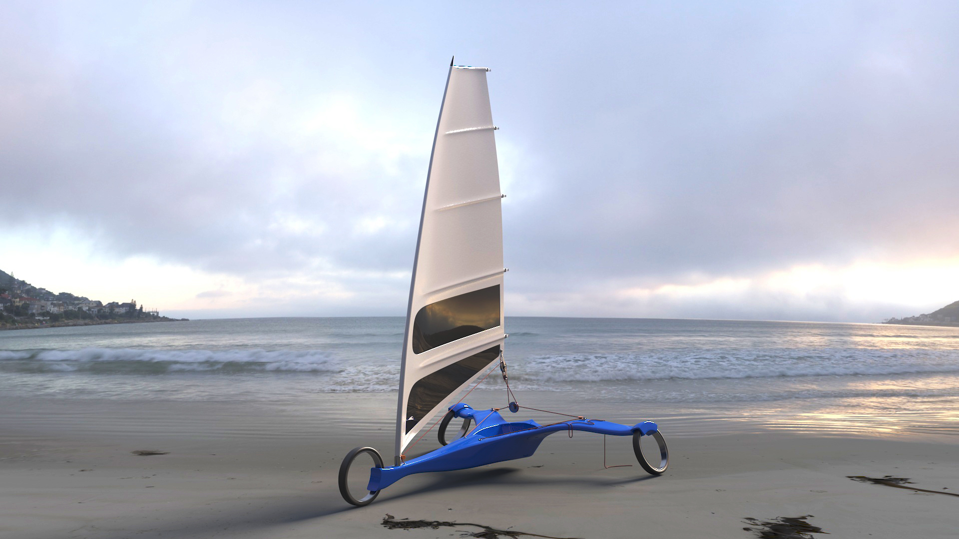 3D Futuristic Land Sand Yacht Blue