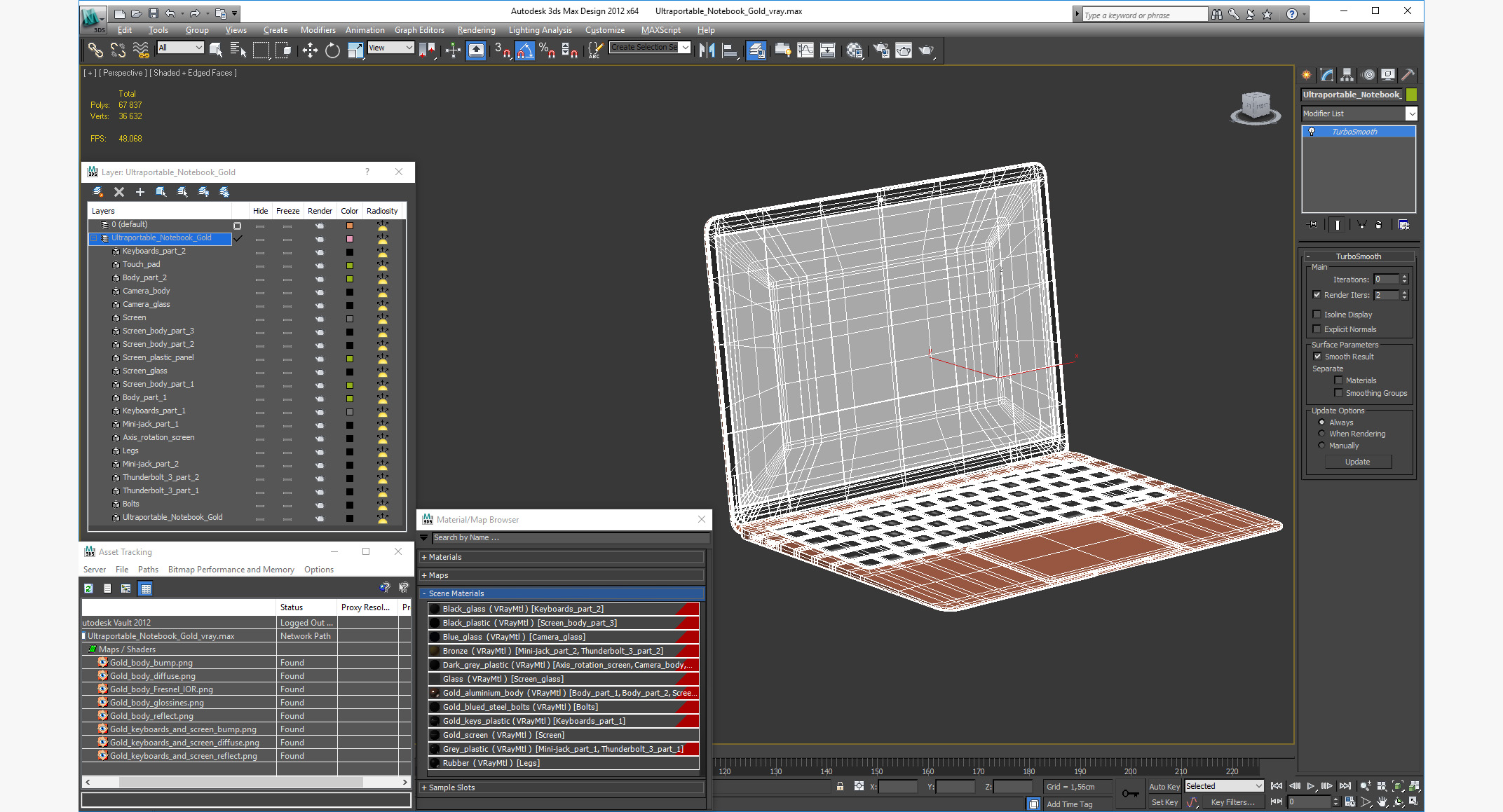 3D model Ultraportable Laptop Gold
