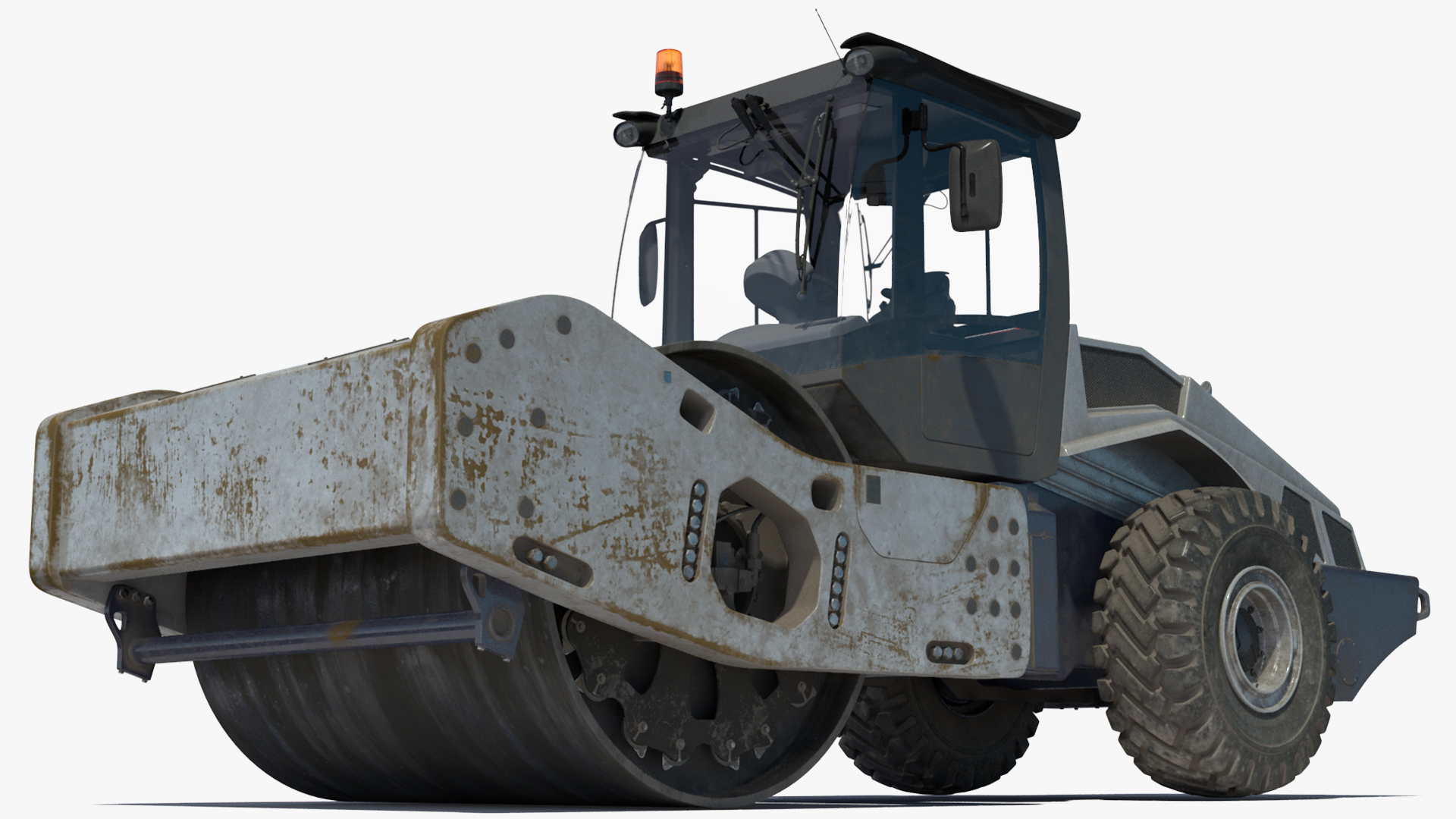 Heavy Duty Single Drum Compactor Dirty Rigged for Cinema 4D 3D model