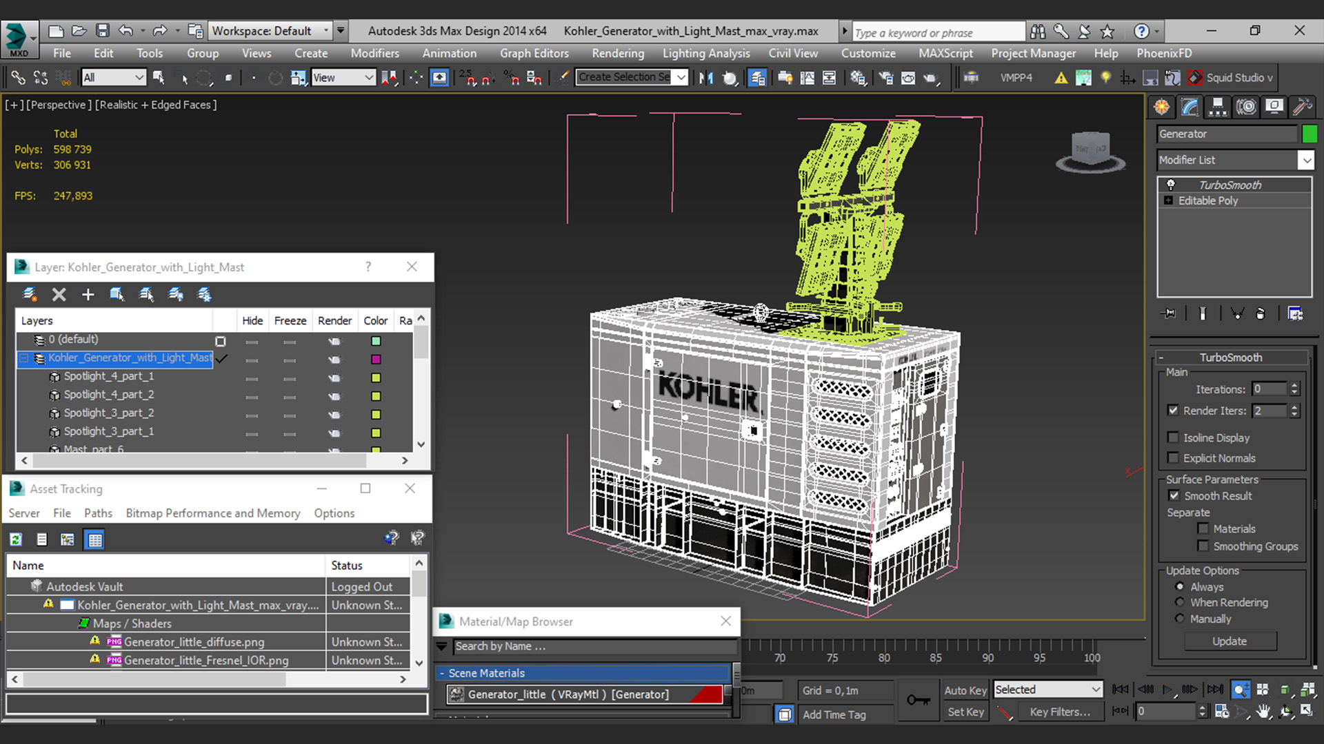 Kohler Generator with Light Mast 3D